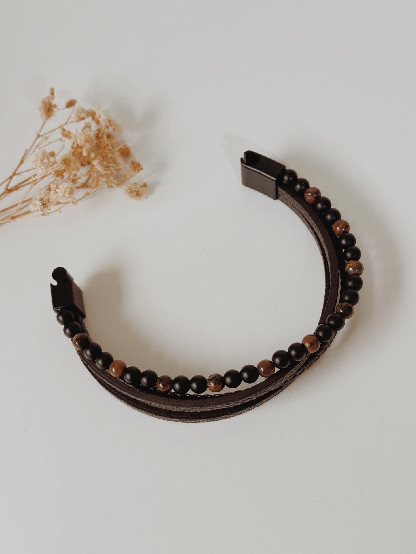Pulseira Homem Olho de Tigre e Onix