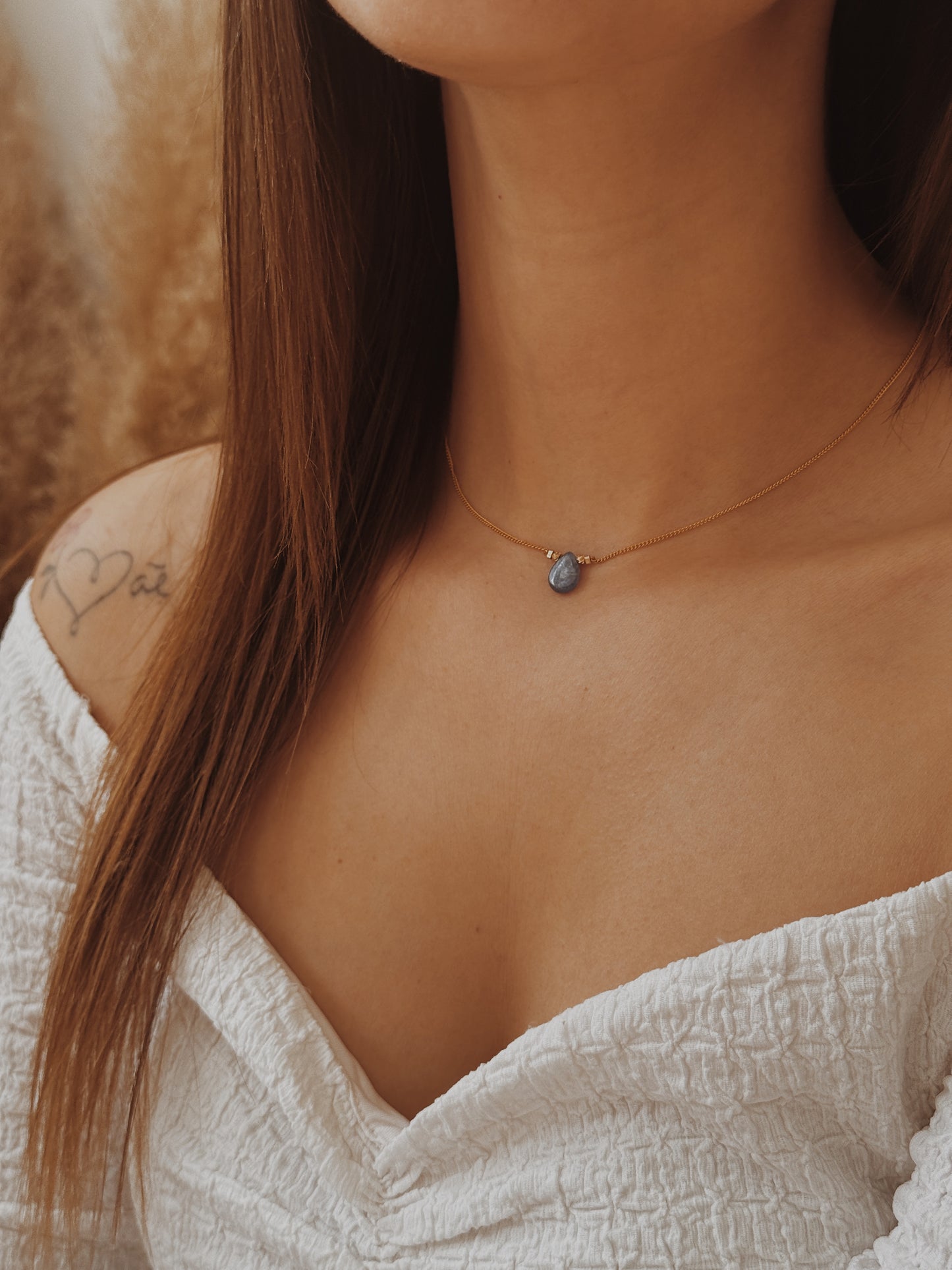 Colar gota Cianite Azul