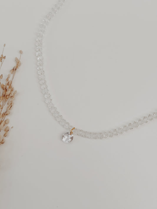 Gargantilha Quartzo cristal ( lapidado )