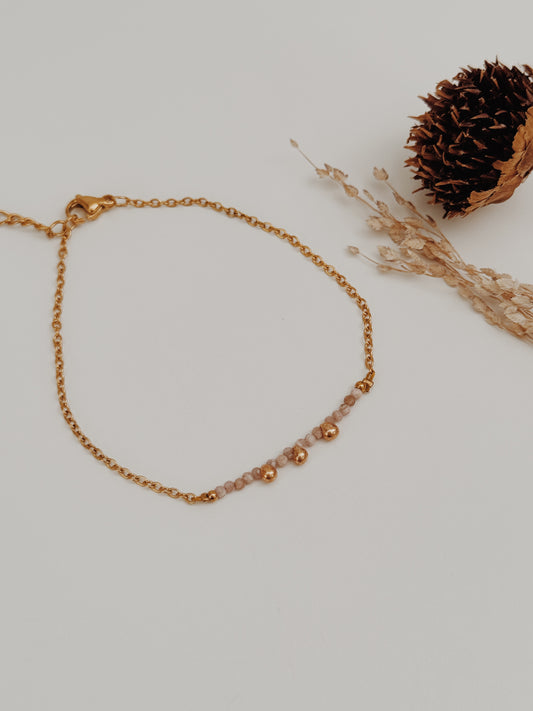 Pulseira gotas douradas Rodocrosite