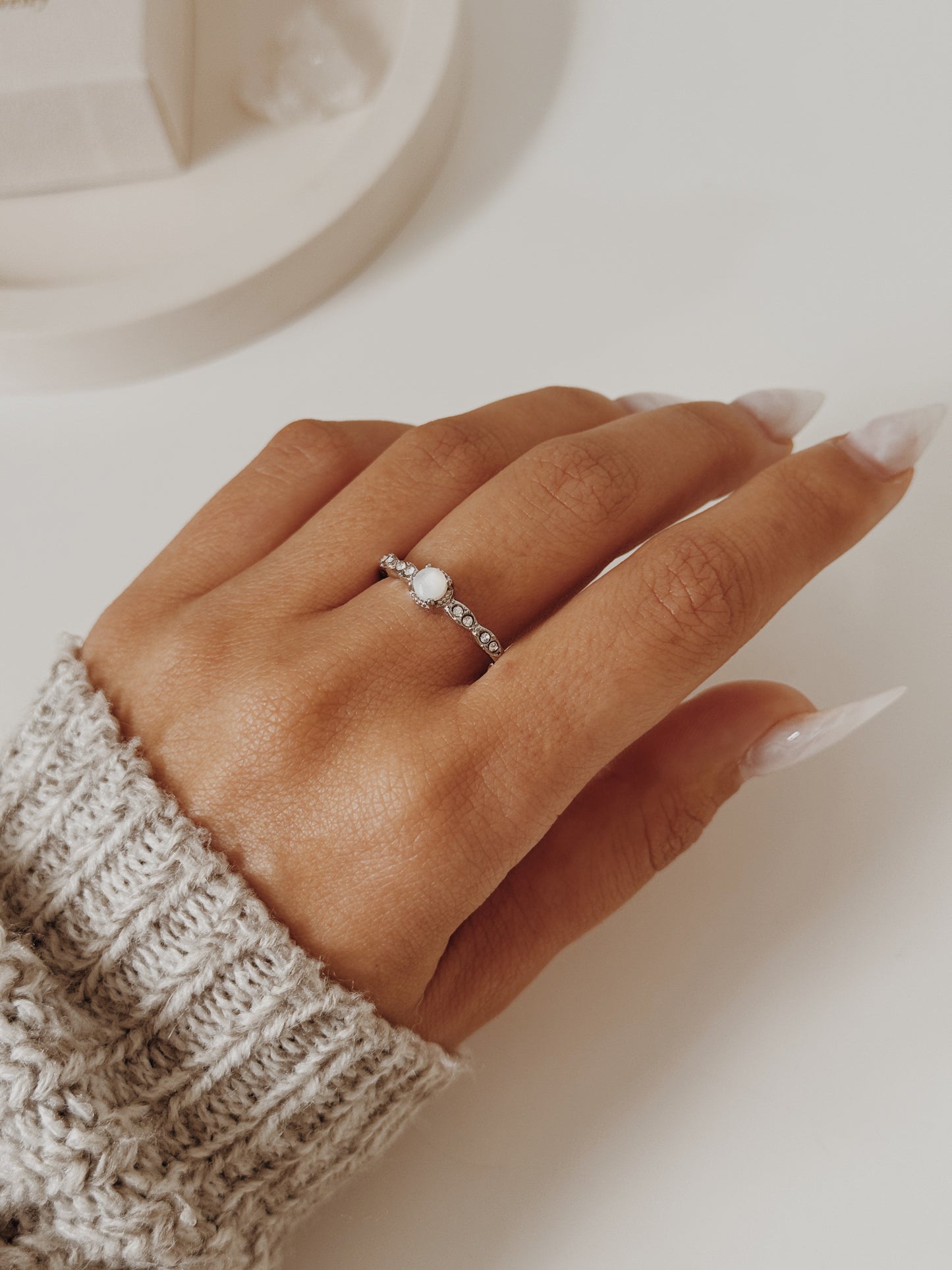 Anel Aura Selenite ( prateado )