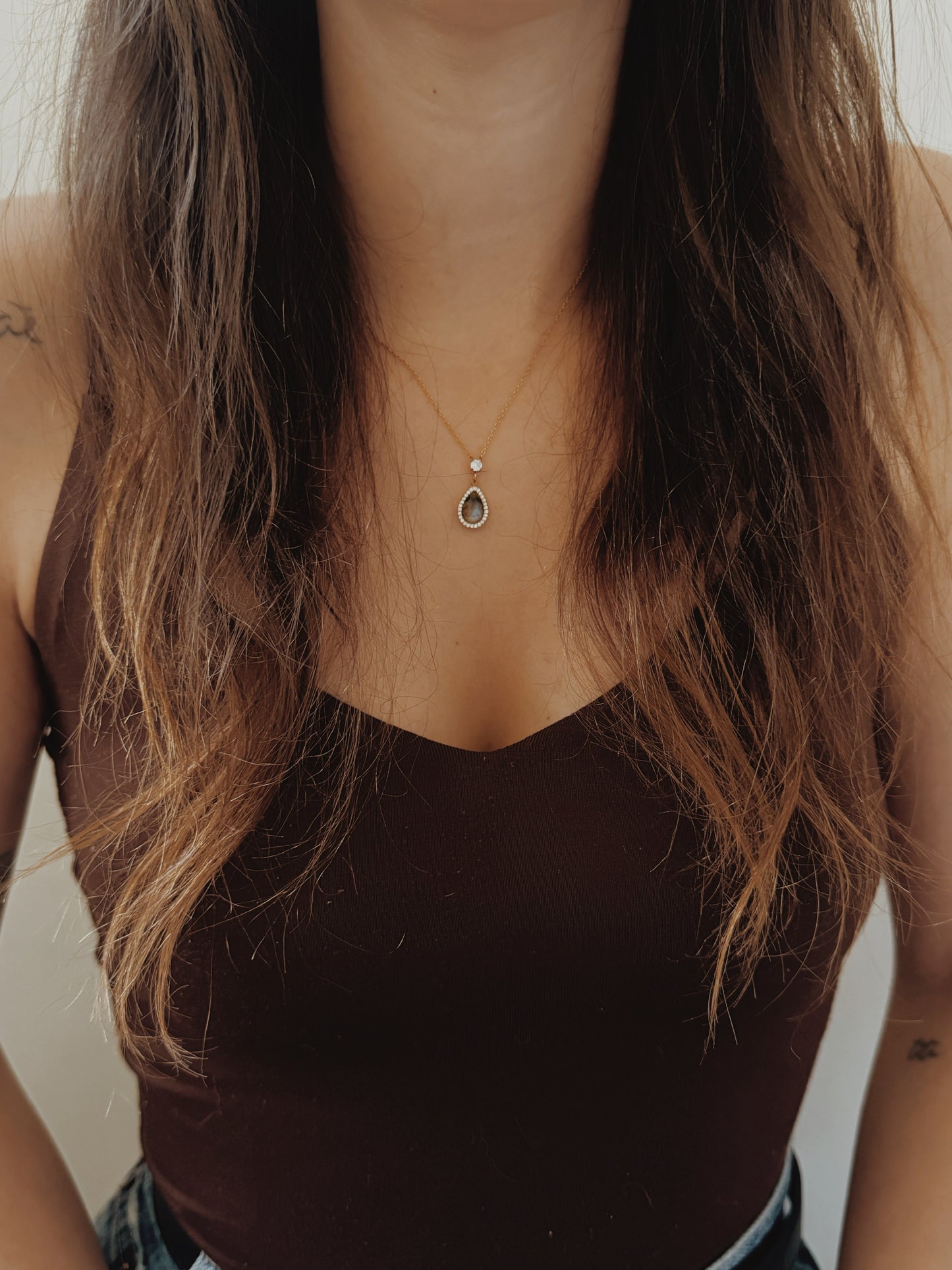 Colar gota Labradorite