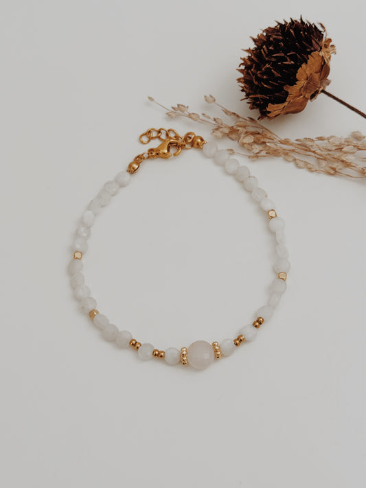 Pulseira Elaris - Pedra da Lua e Quartzo Rosa