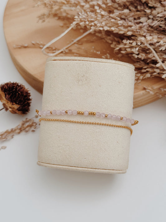 Pulseira dupla Quartzo Rosa