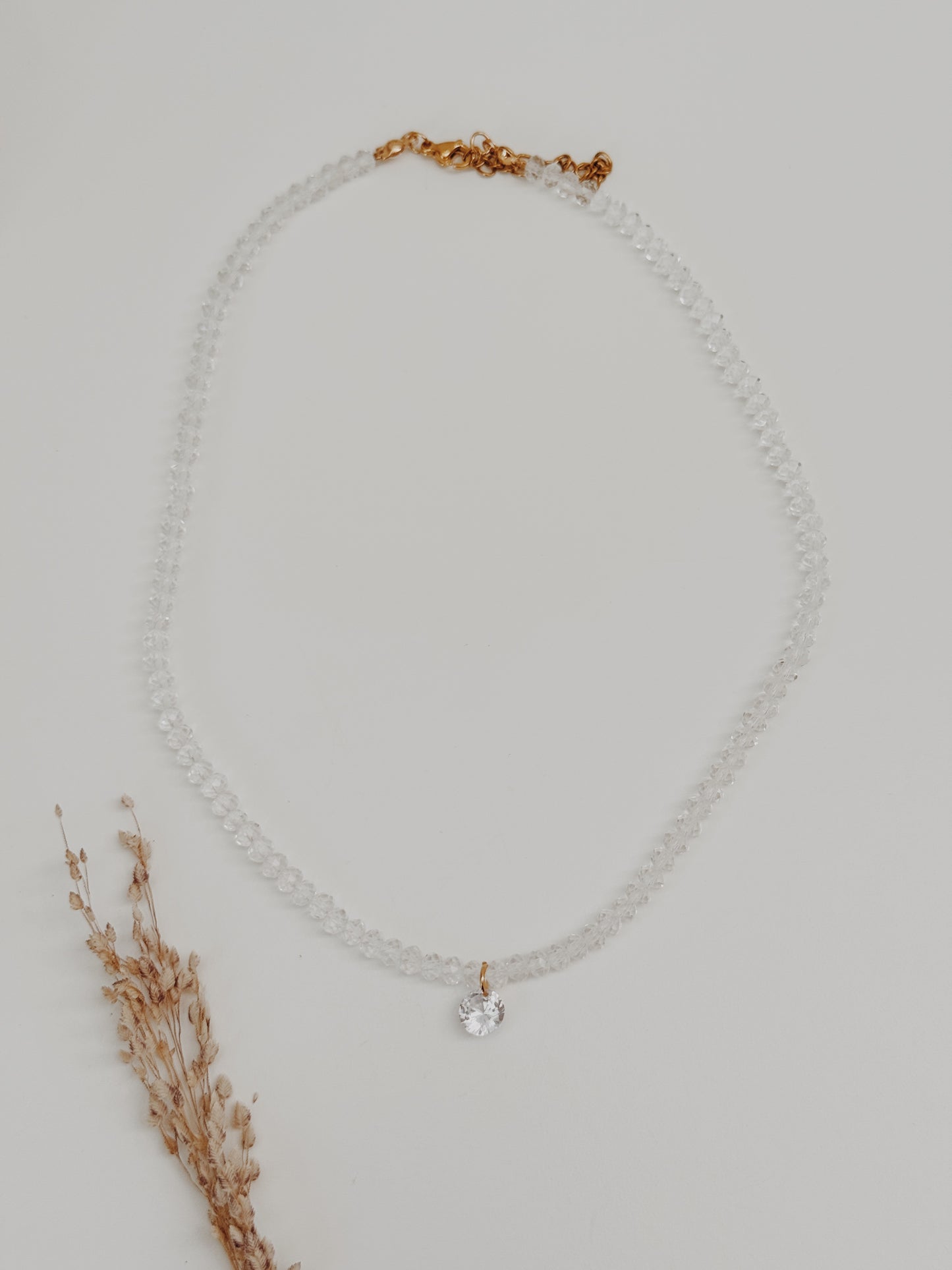 Gargantilha Quartzo cristal ( lapidado )