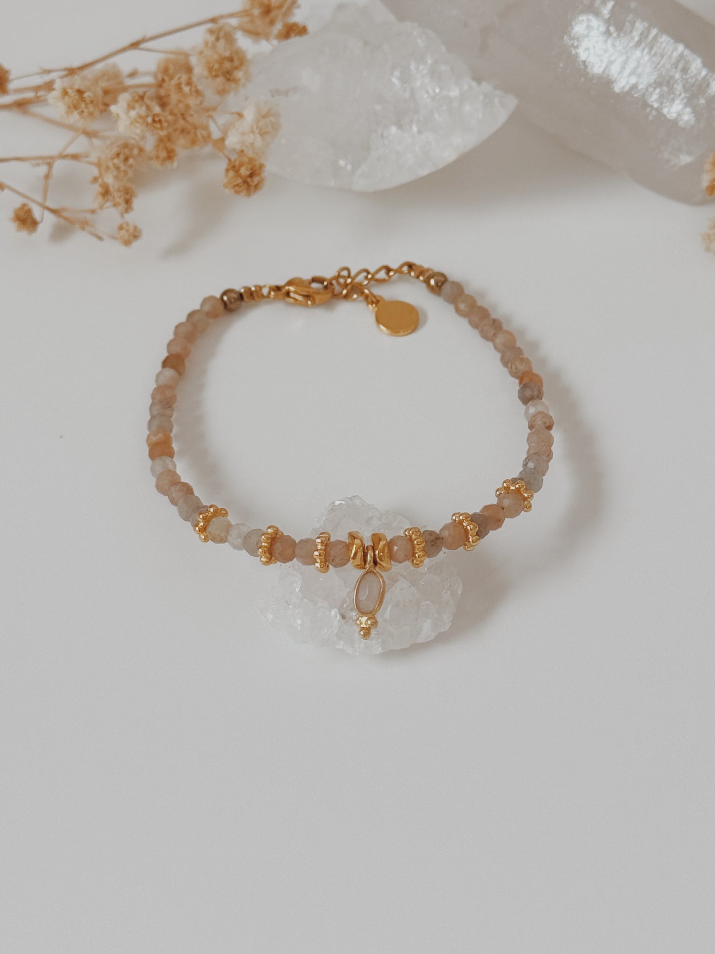 Pulseira Bhadra Pedra da Lua pêssego