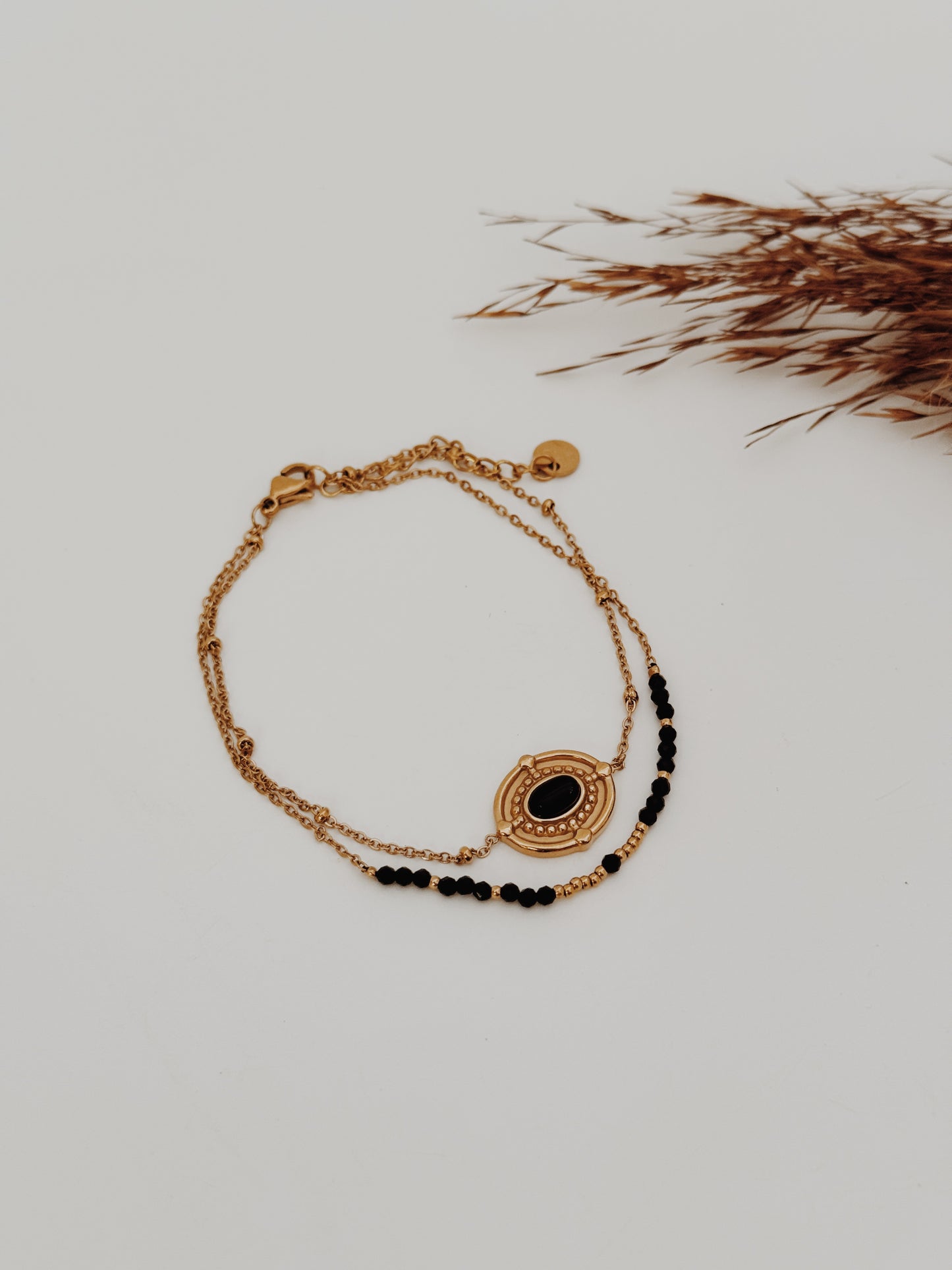 Pulseira dupla - Turmalina e Onix