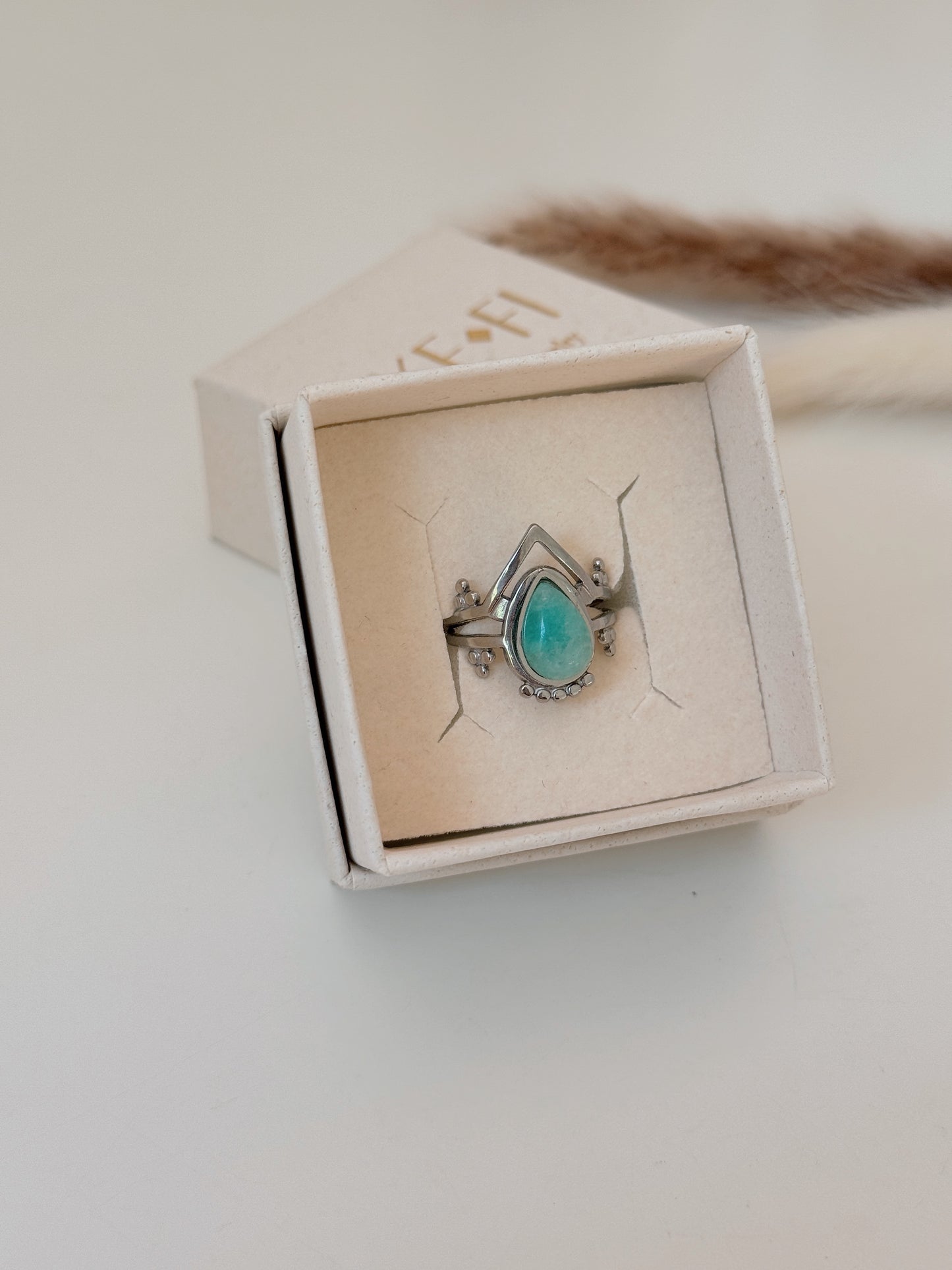 Anel Tribal Amazonite prateado