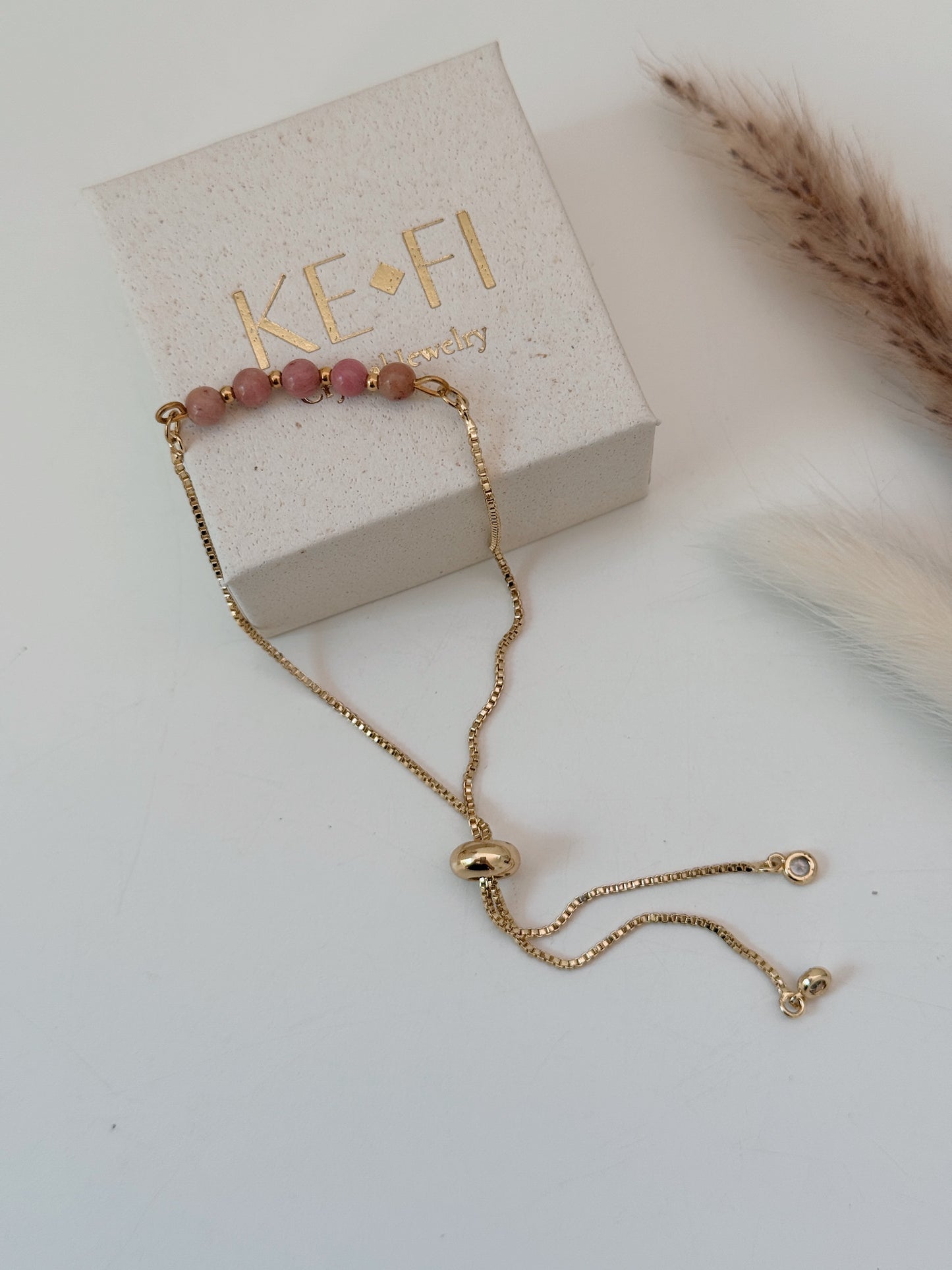 Pulseira Rodocrosite dourada