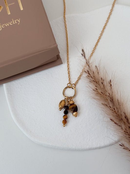 Colar Amuleto Coragem ( olho de tigre )