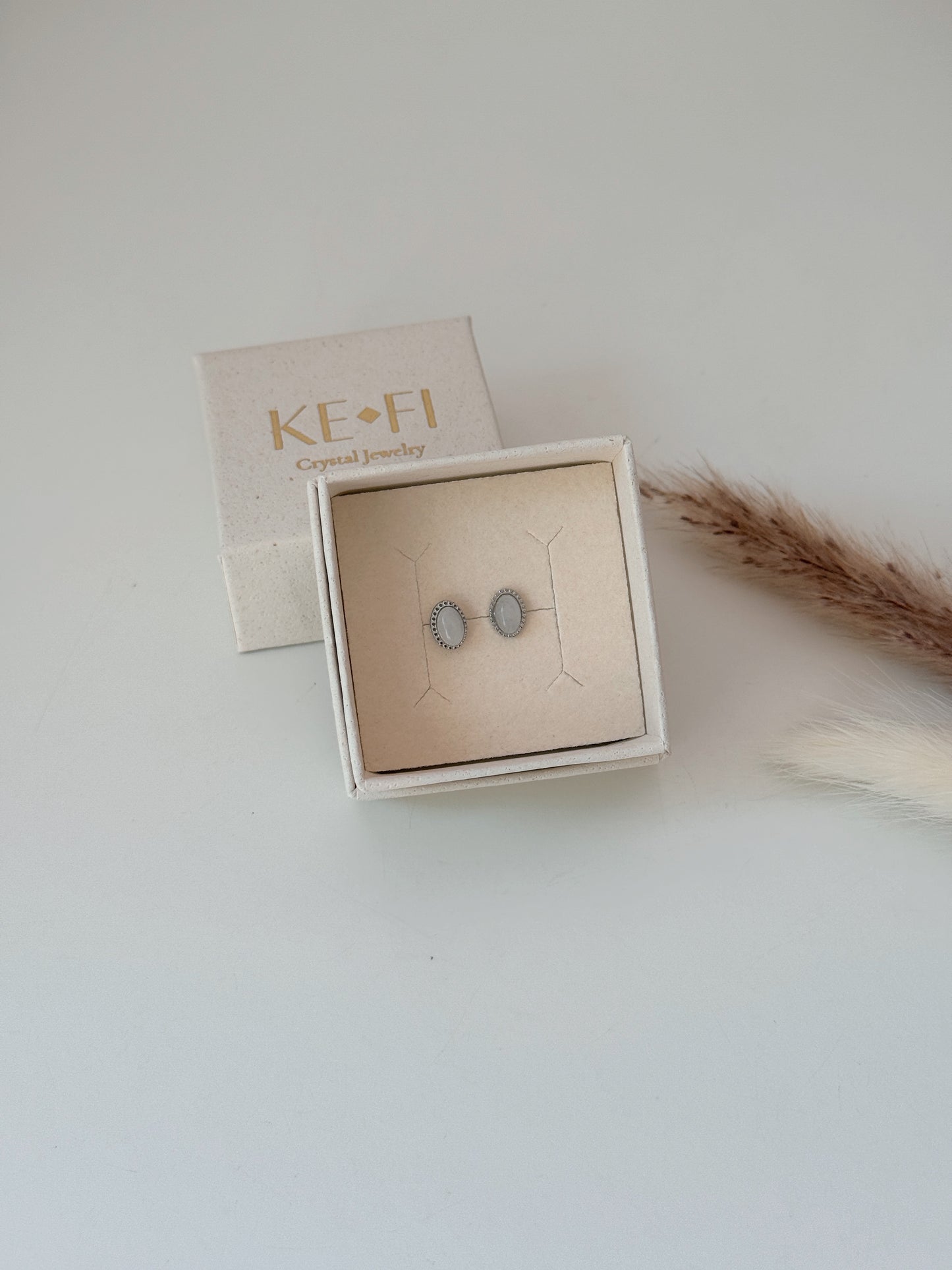 Brincos Pedra da Lua mini oval