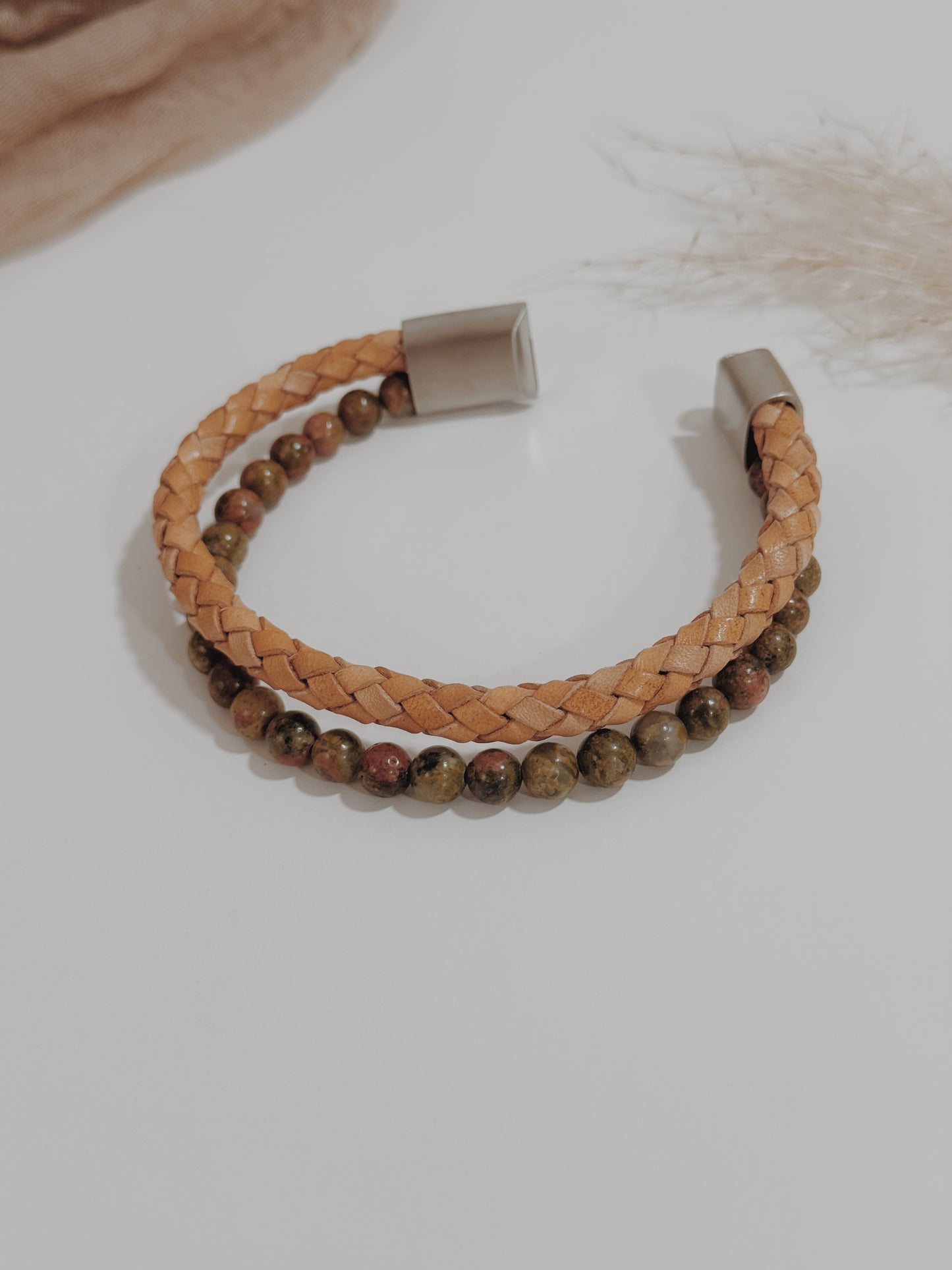 Pulseira Homem Unakite ( dupla )