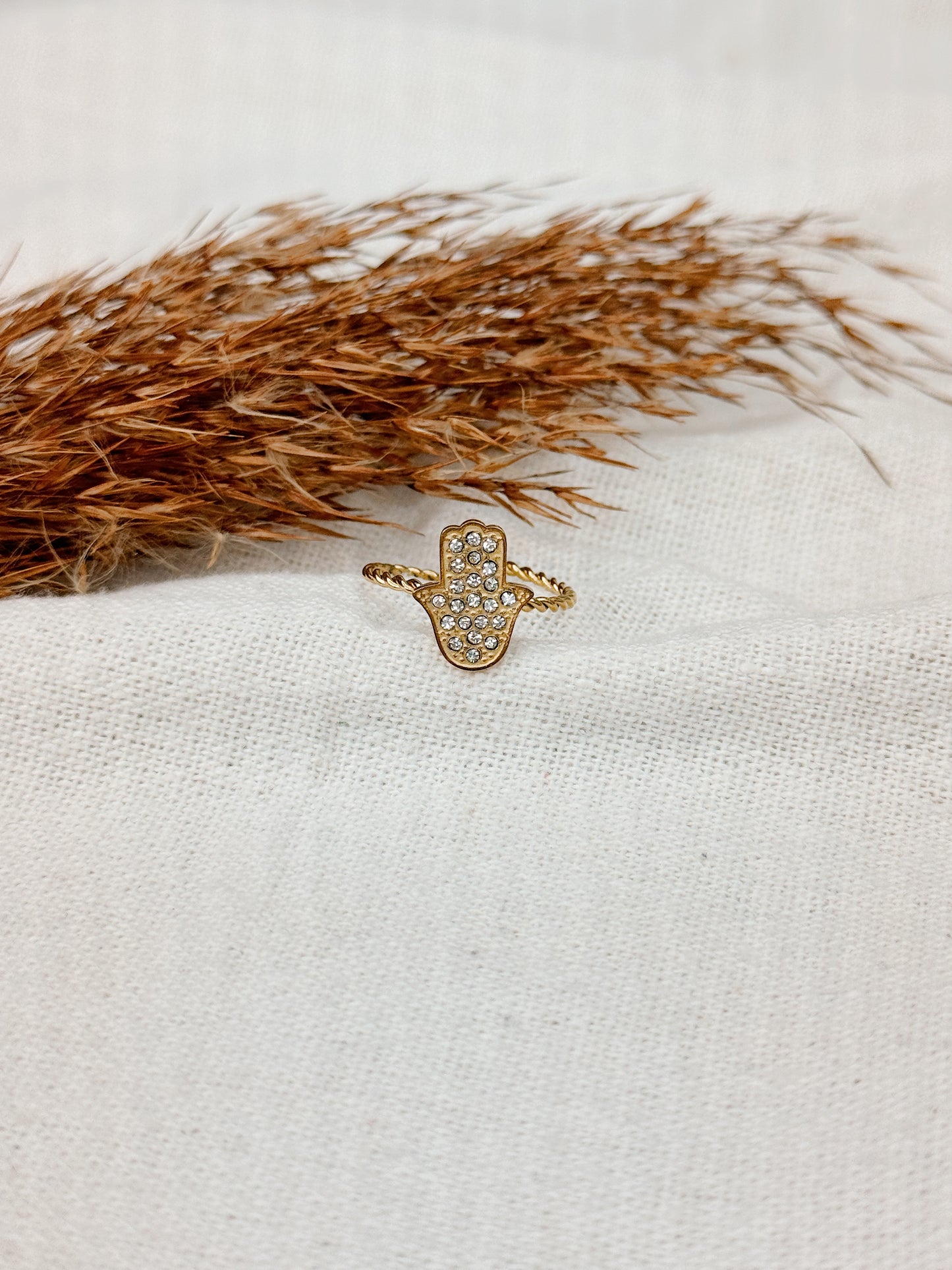 Anel Mão Hamsa dourado