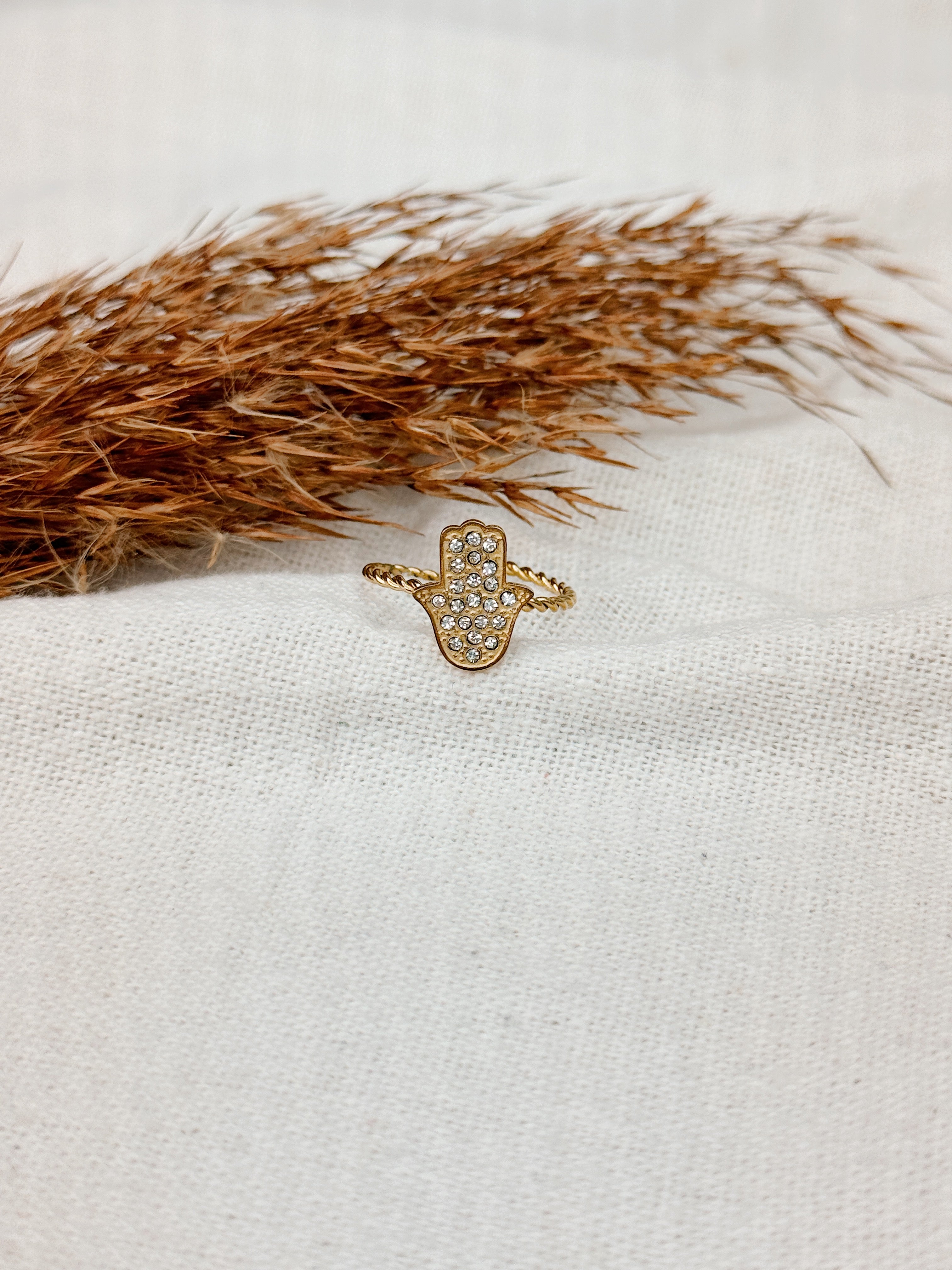 Anel Mão Hamsa dourado