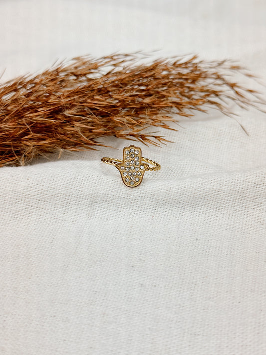 Anel Mão Hamsa dourado