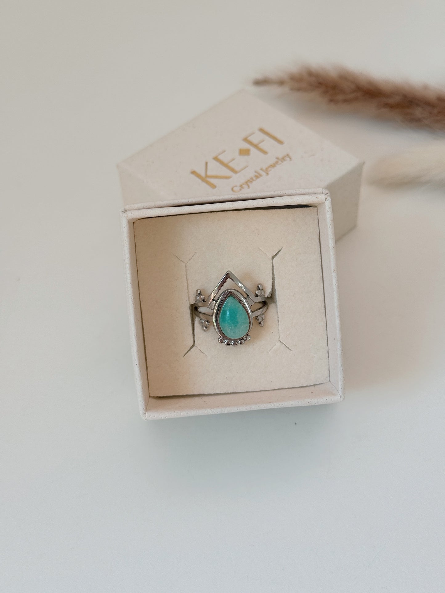 Anel Tribal Amazonite prateado