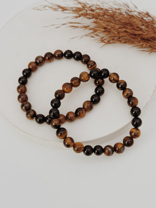 Pulseira Homem - Olho de Tigre e Turmalina Negra