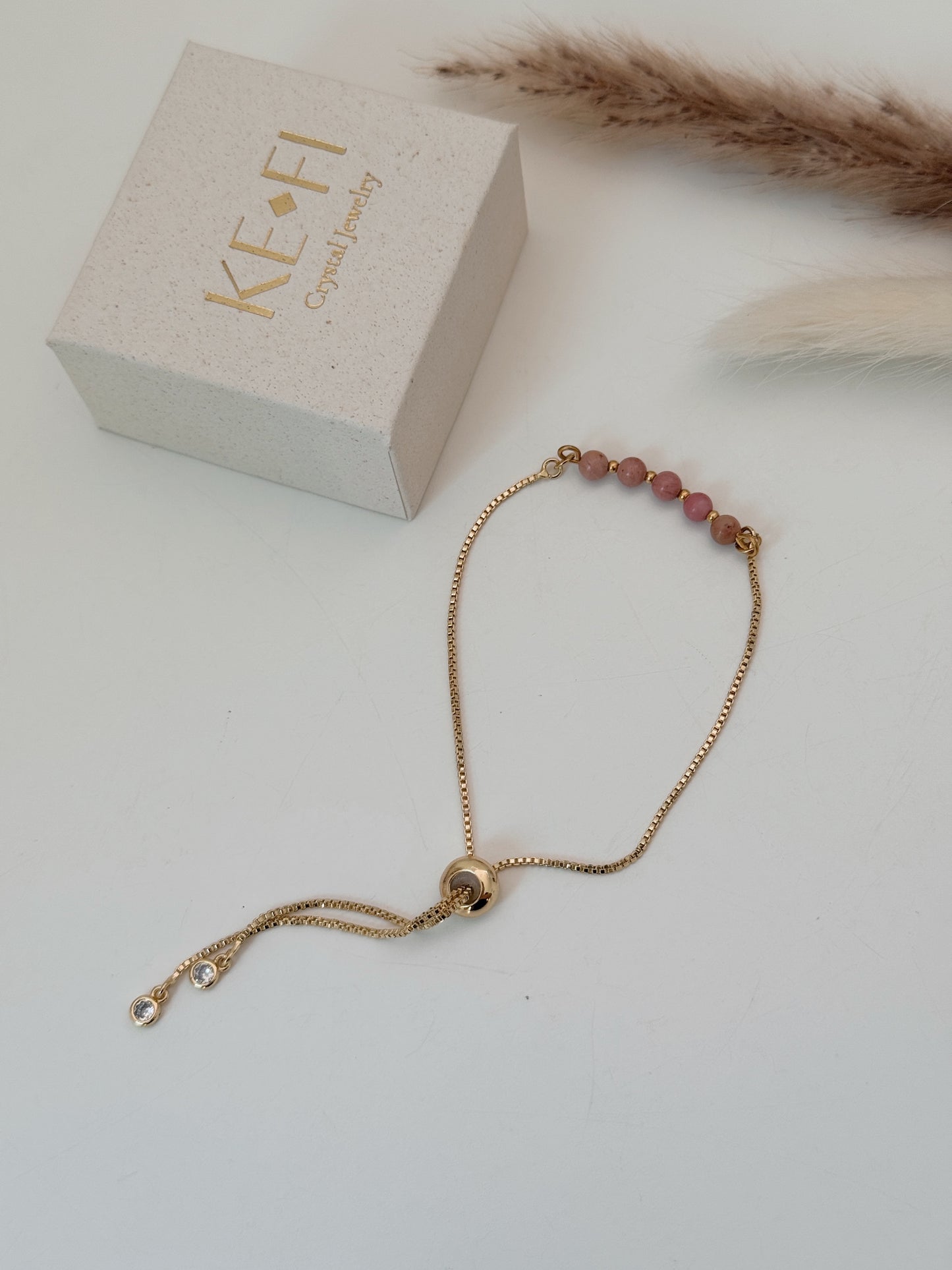 Pulseira Rodocrosite dourada