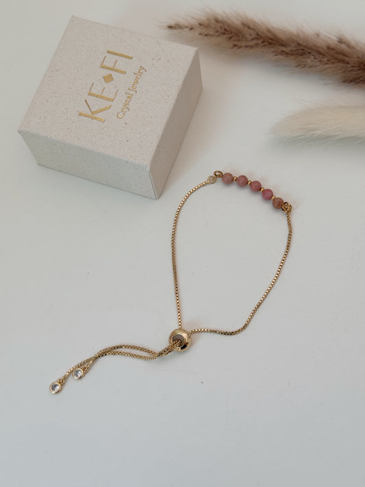 Pulseira Rodocrosite dourada