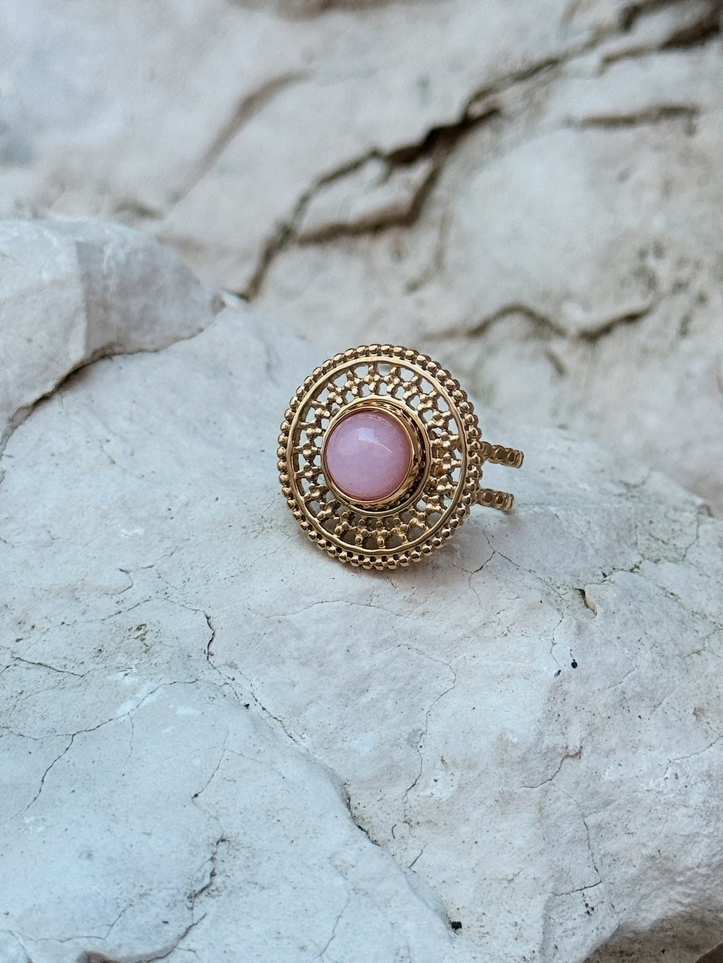 Anel Terra Quartzo Rosa II