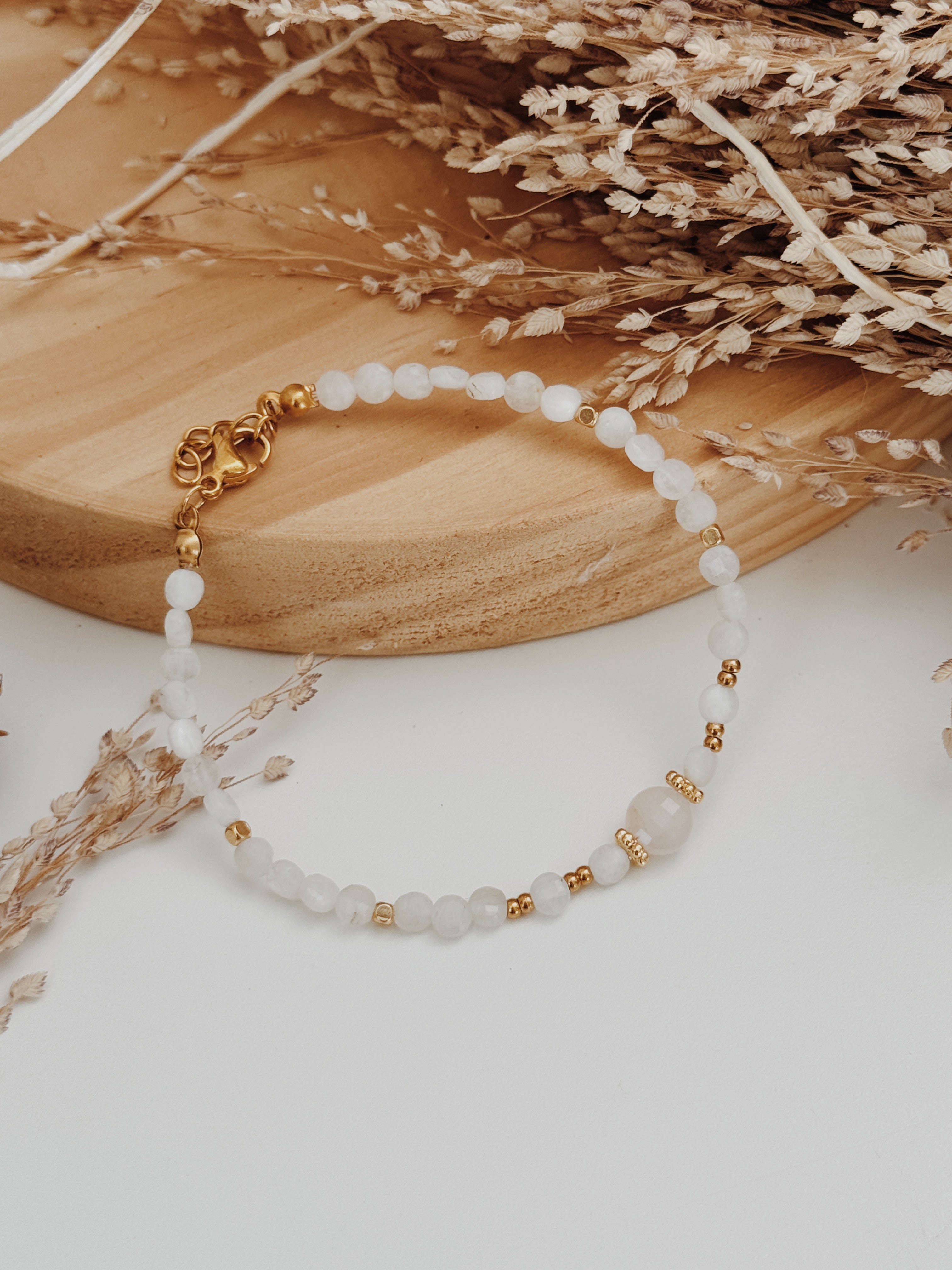 Pulseira Elaris - Pedra da Lua e Quartzo Rosa