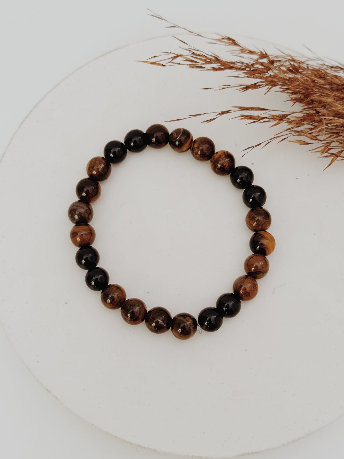 Pulseira Homem - Olho de Tigre e Turmalina Negra