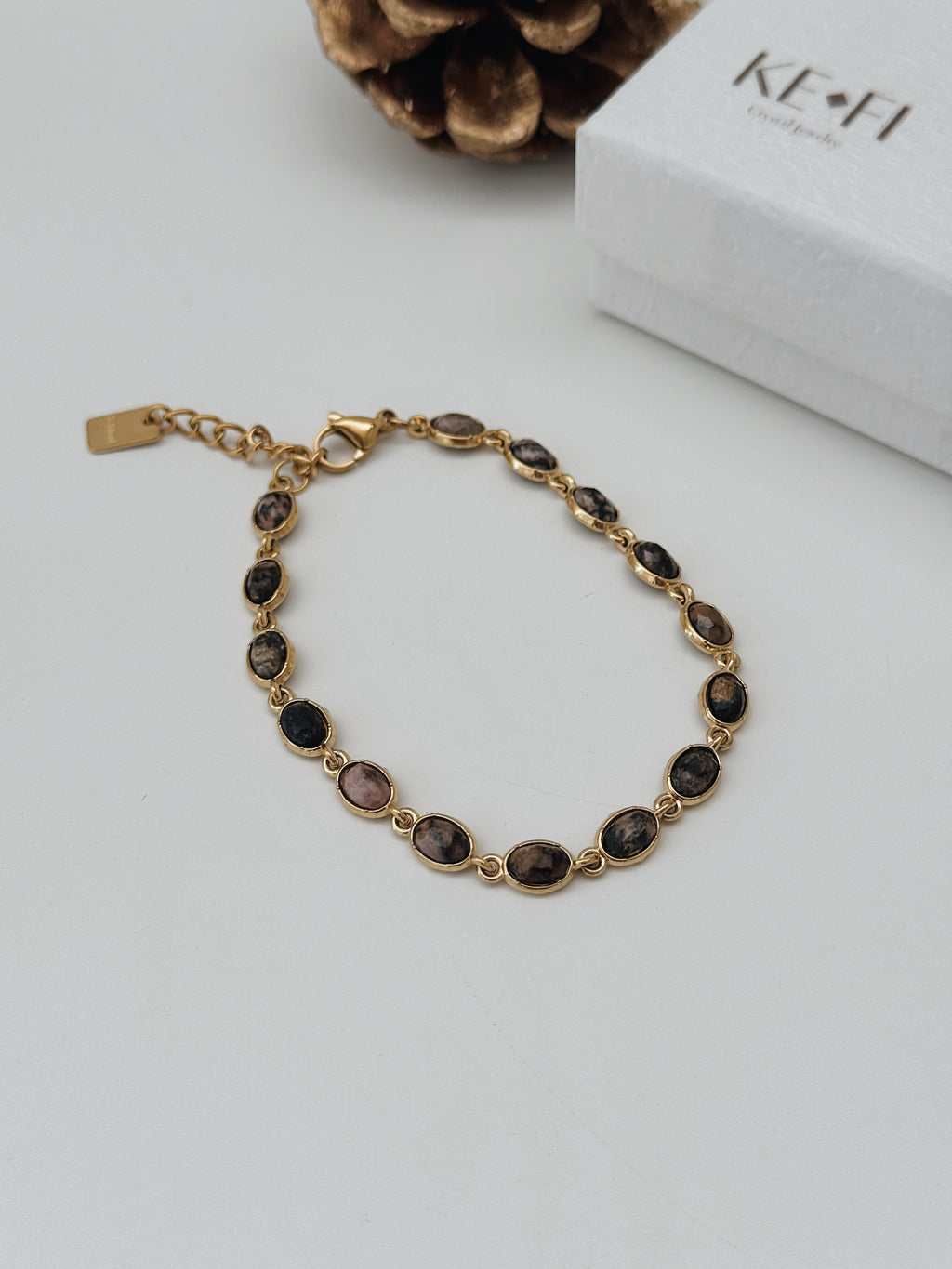 Pulseira Elo dourado | Rodonite