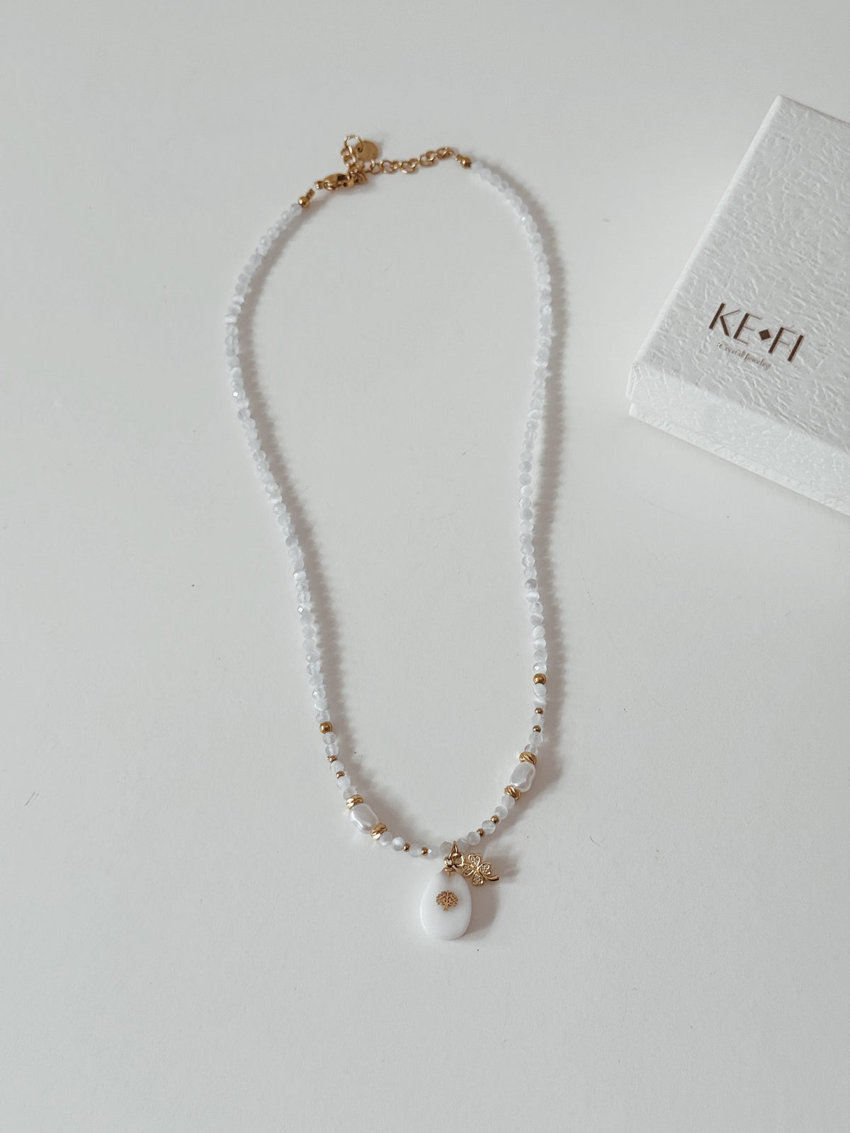 Colar Pure Light | Selenite + Quartzo Leitoso