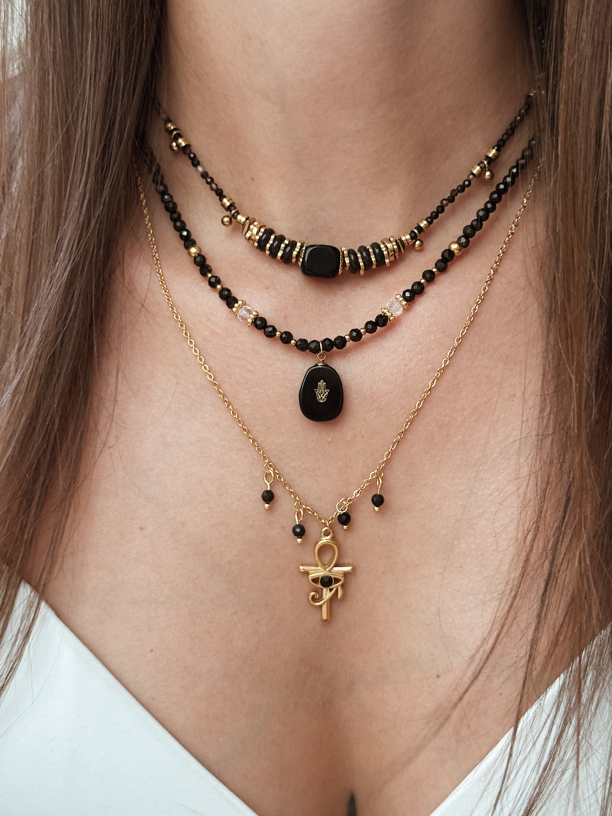 Colar Ankh | Turmalina Negra