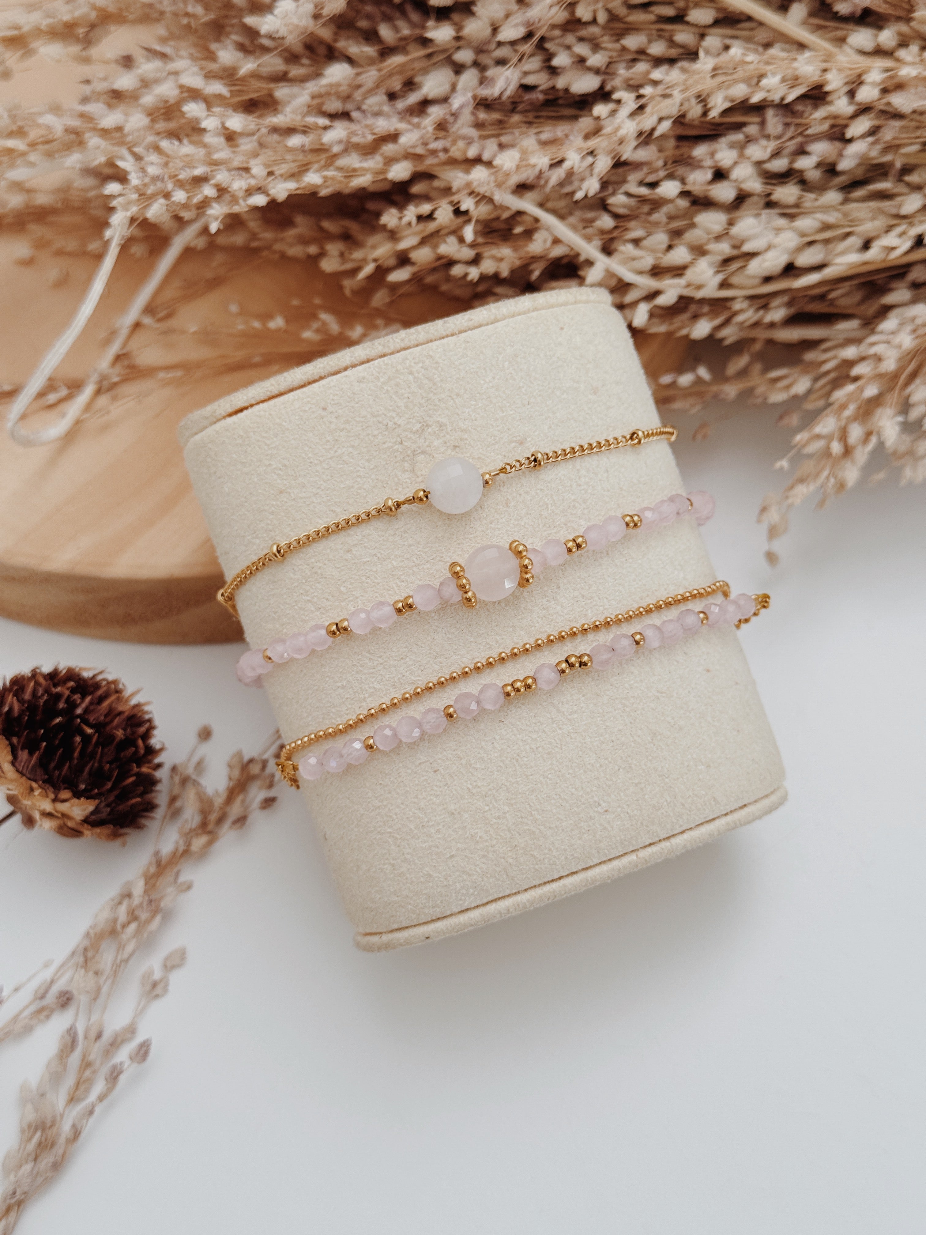 Pulseira Aurora Quartzo Rosa