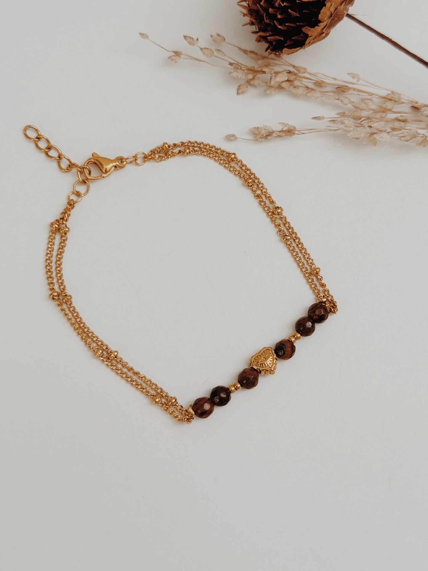 Pulseira coração Olho de Tigre