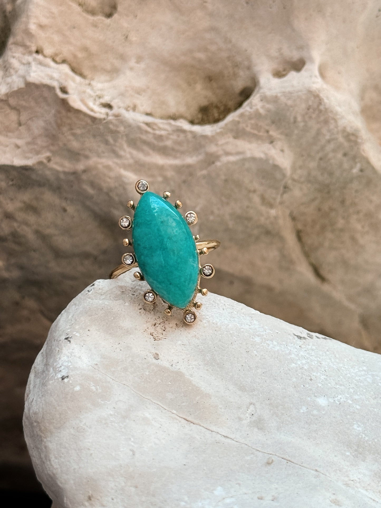 Anel Ignis Amazonite dourado