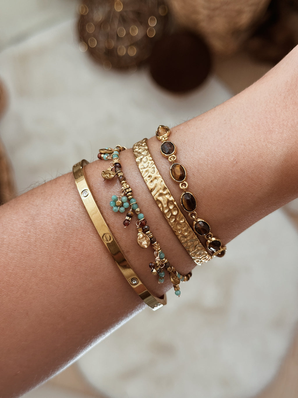 Pulseira Elo dourado | Olho de tigre