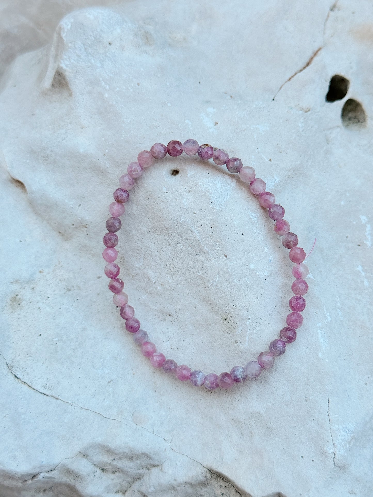 Pulseira Turmalina Rosa facetada 4mm