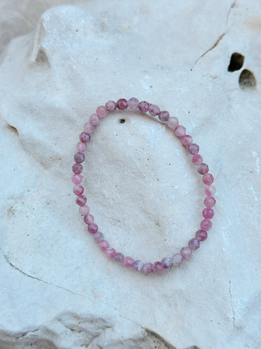 Pulseira Turmalina Rosa facetada 4mm