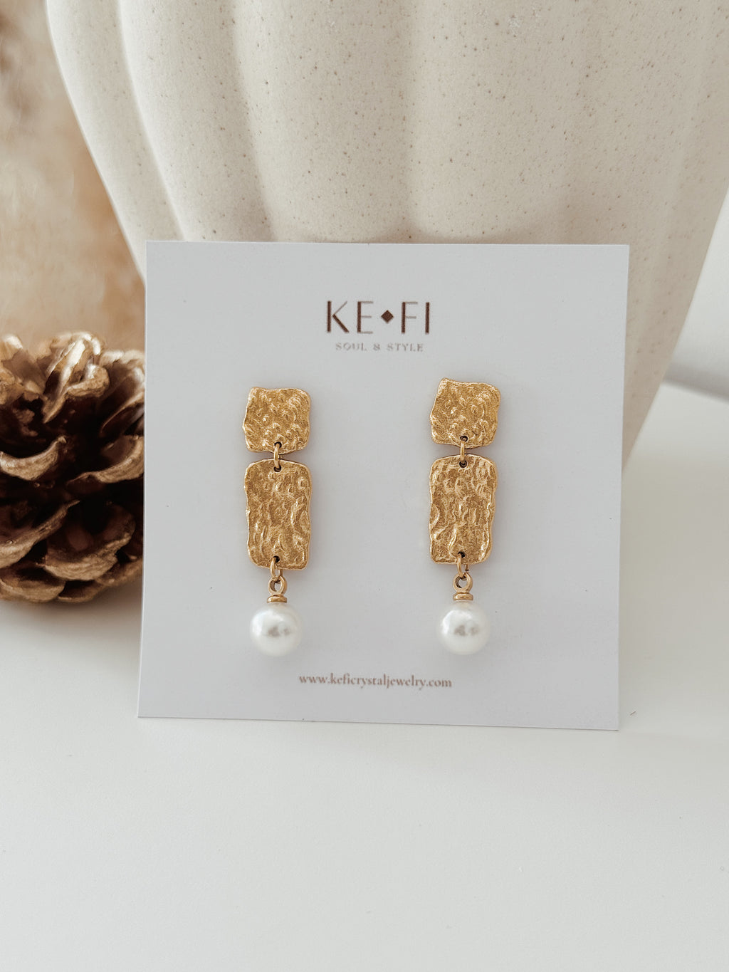 Brincos Golden Bark | Pearl