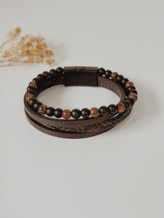 Pulseira Homem Olho de Tigre e Onix
