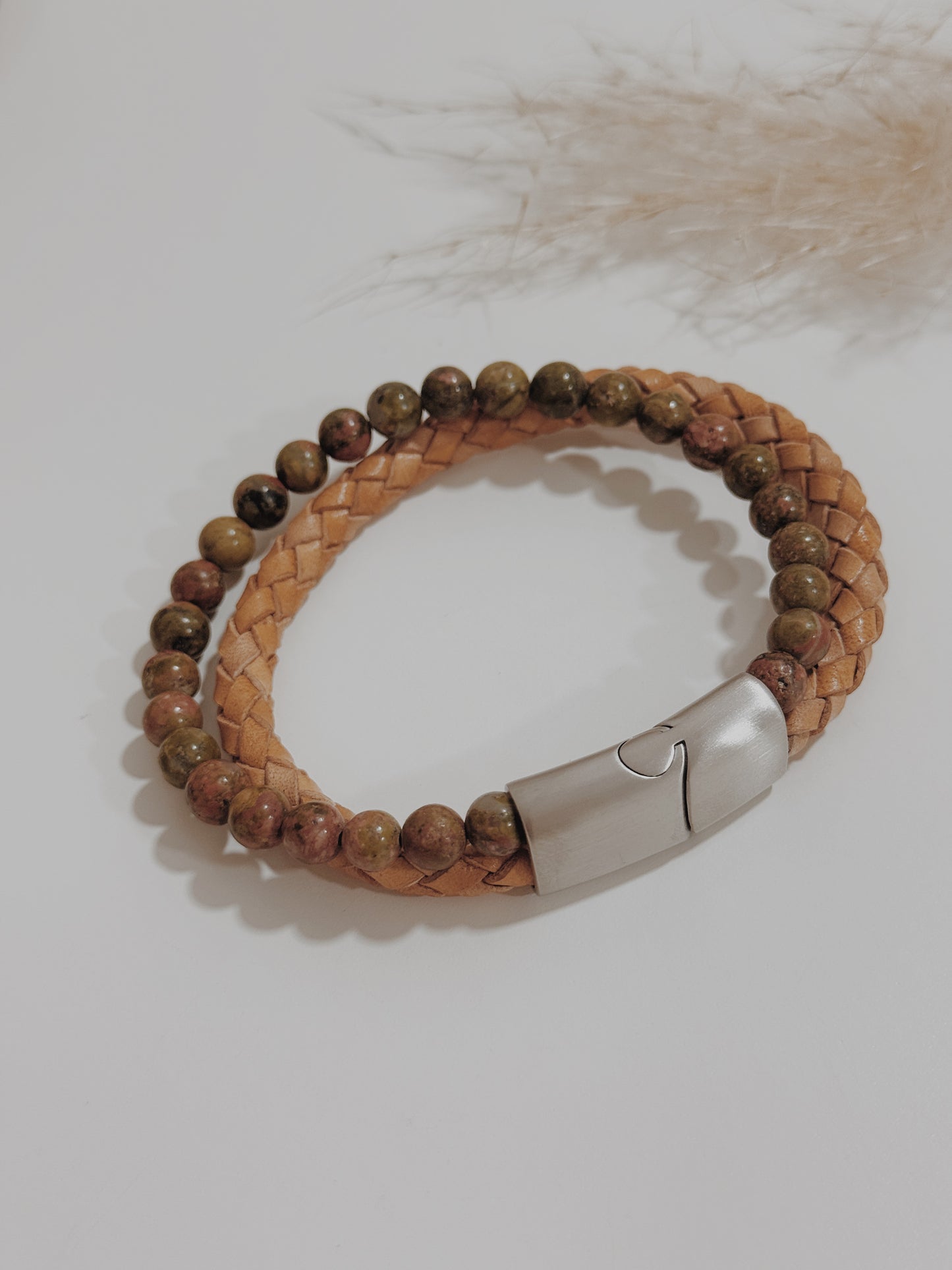 Pulseira Homem Unakite ( dupla )