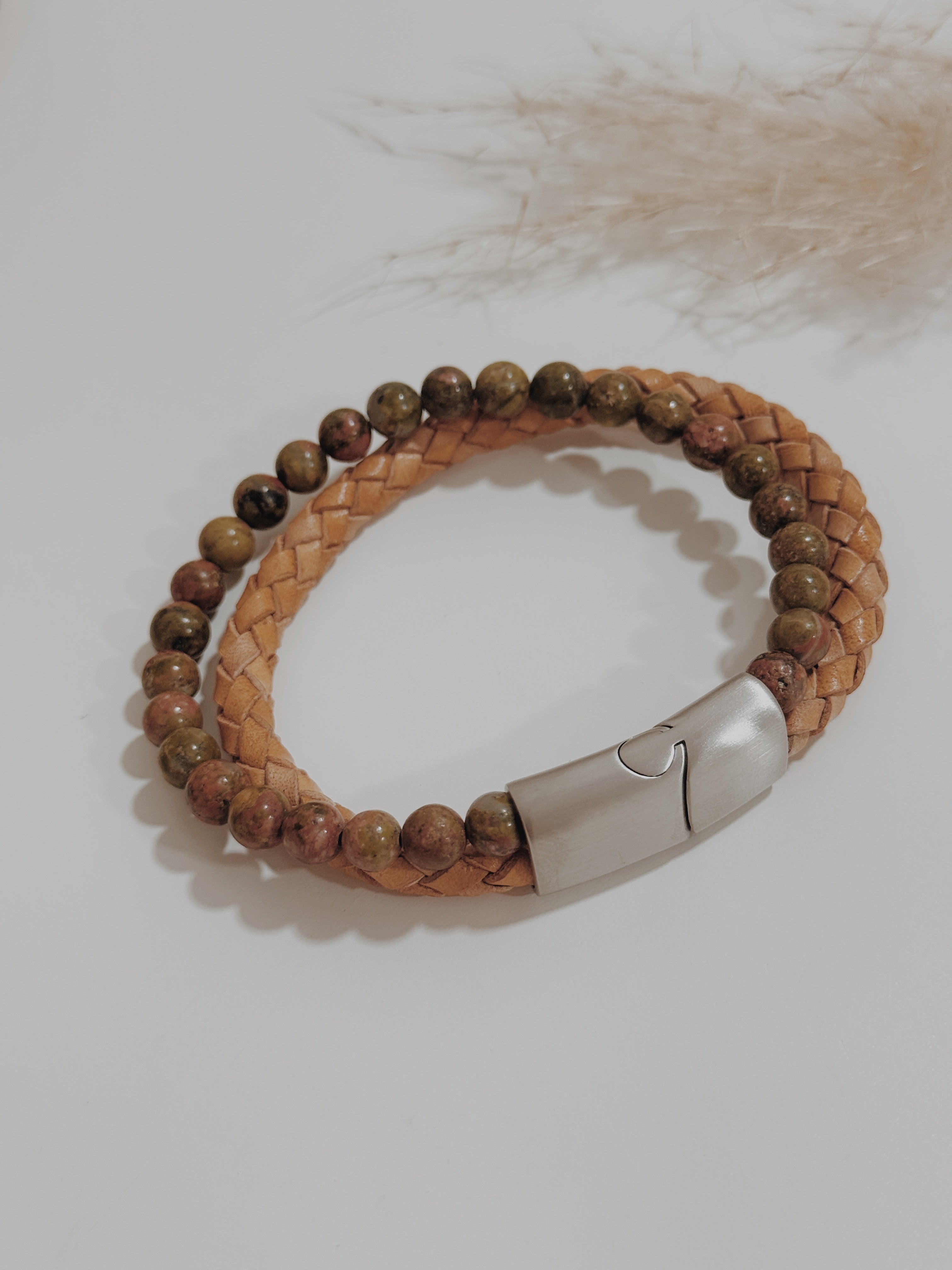 Pulseira Homem Unakite ( dupla )