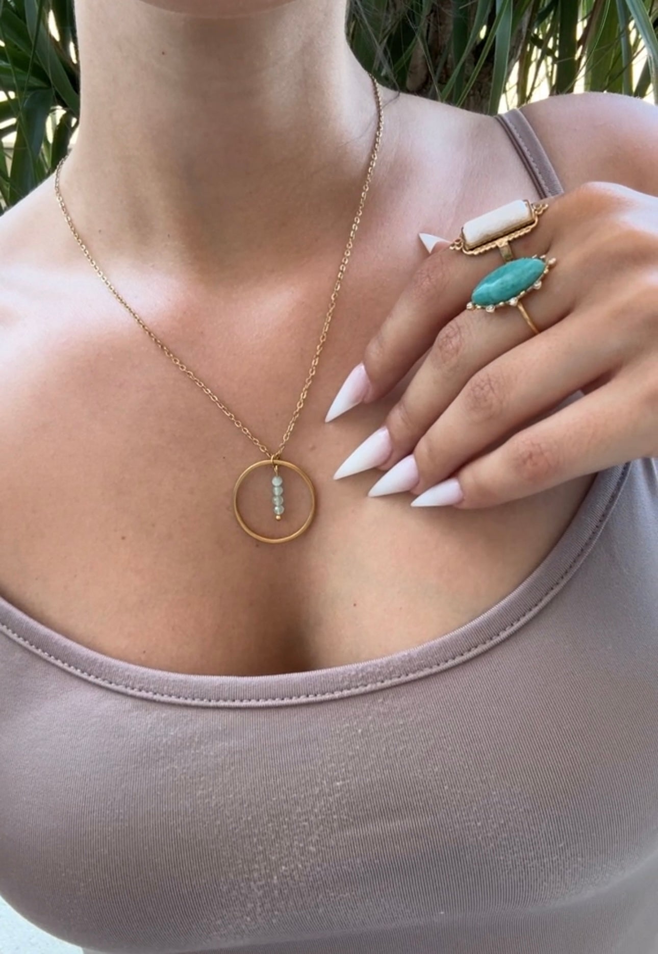 Anel Ignis Amazonite dourado