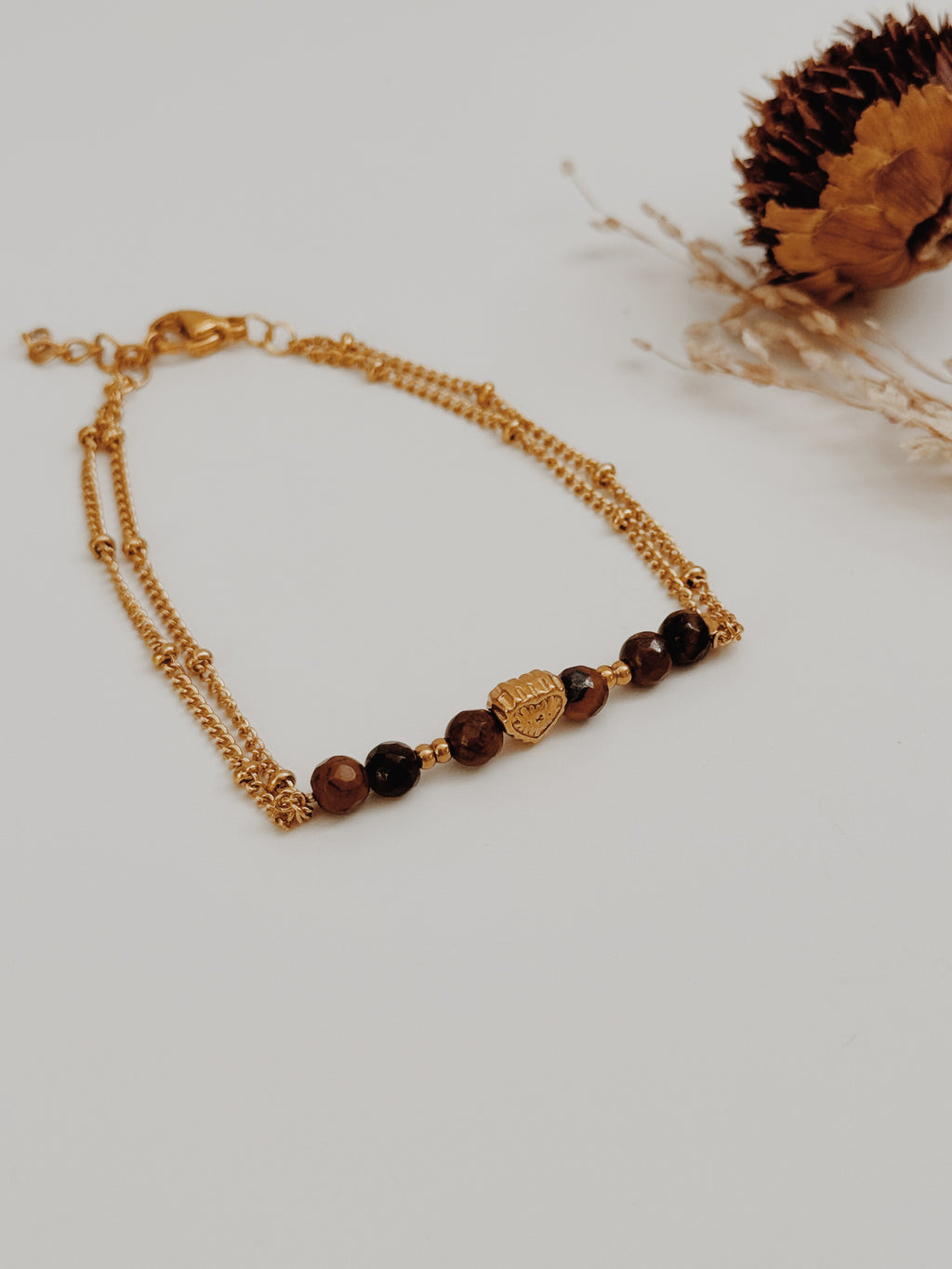 Pulseira coração Olho de Tigre