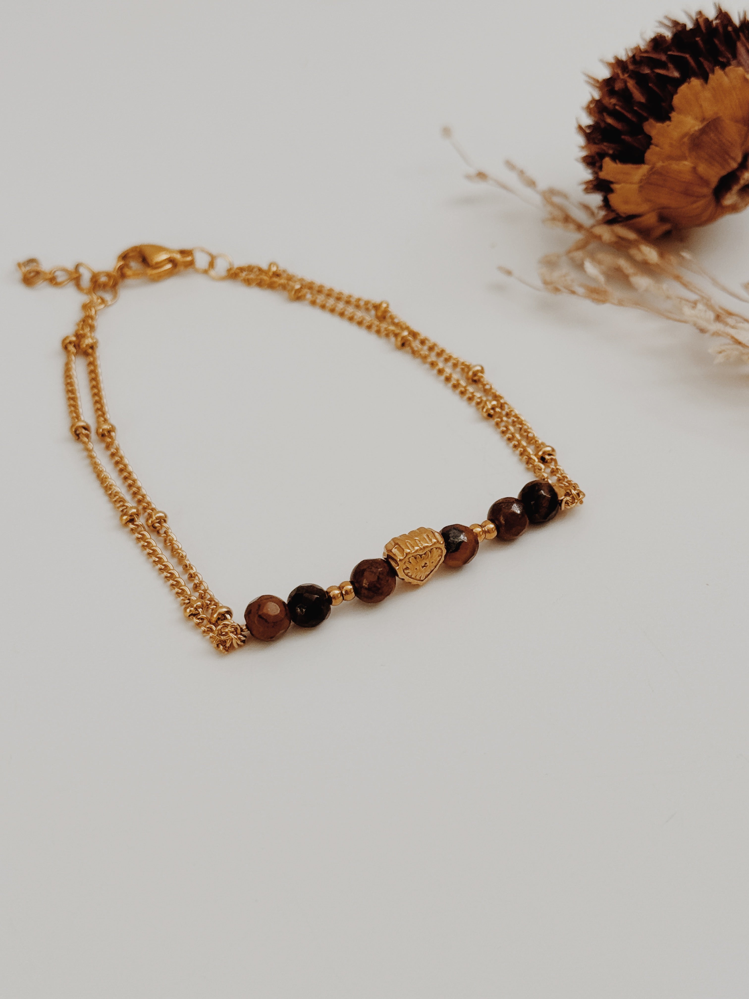 Pulseira coração Olho de Tigre