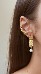 Brincos Golden Bark | Pearl