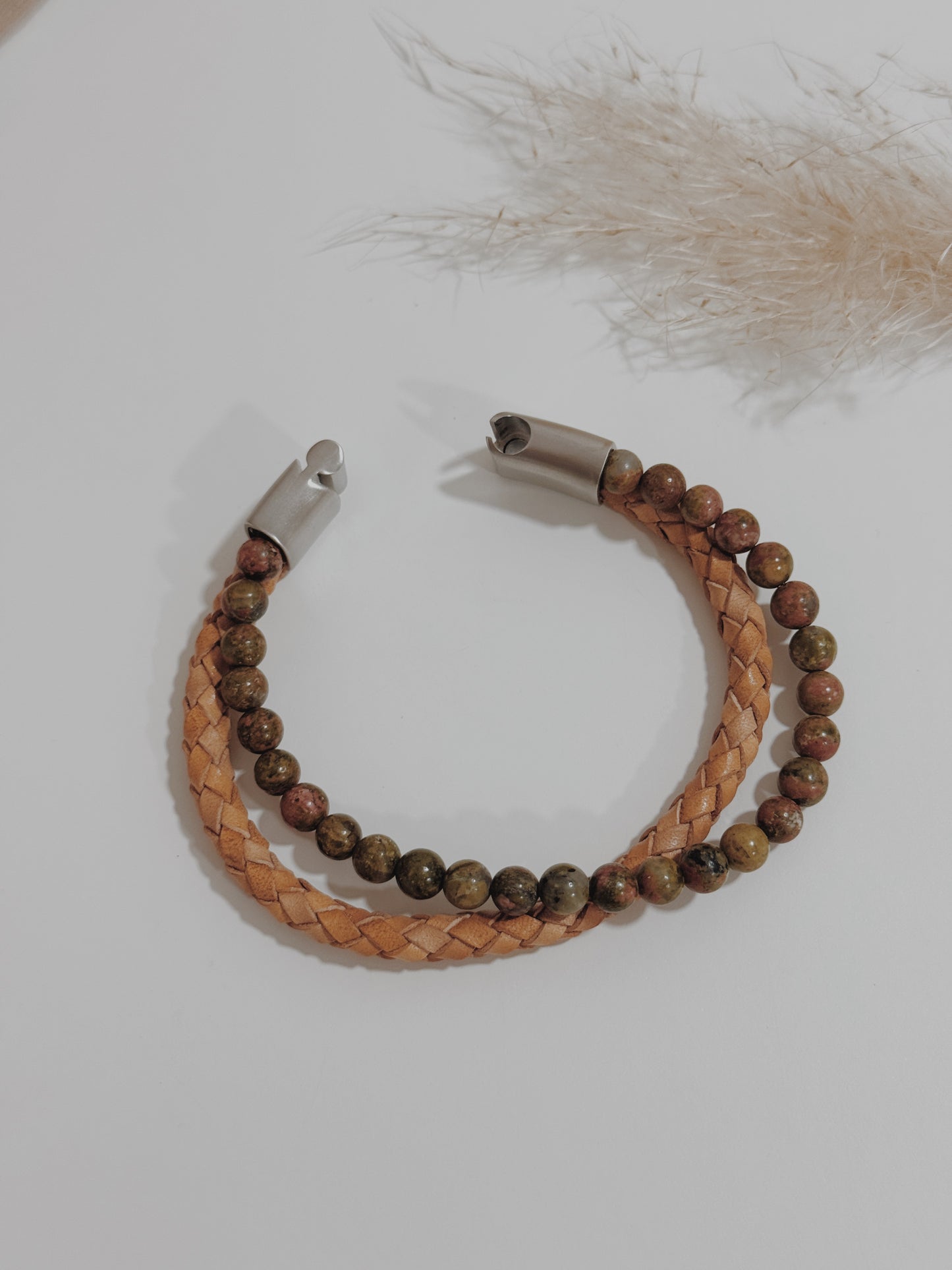 Pulseira Homem Unakite ( dupla )
