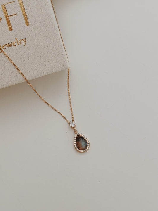 Colar gota Labradorite