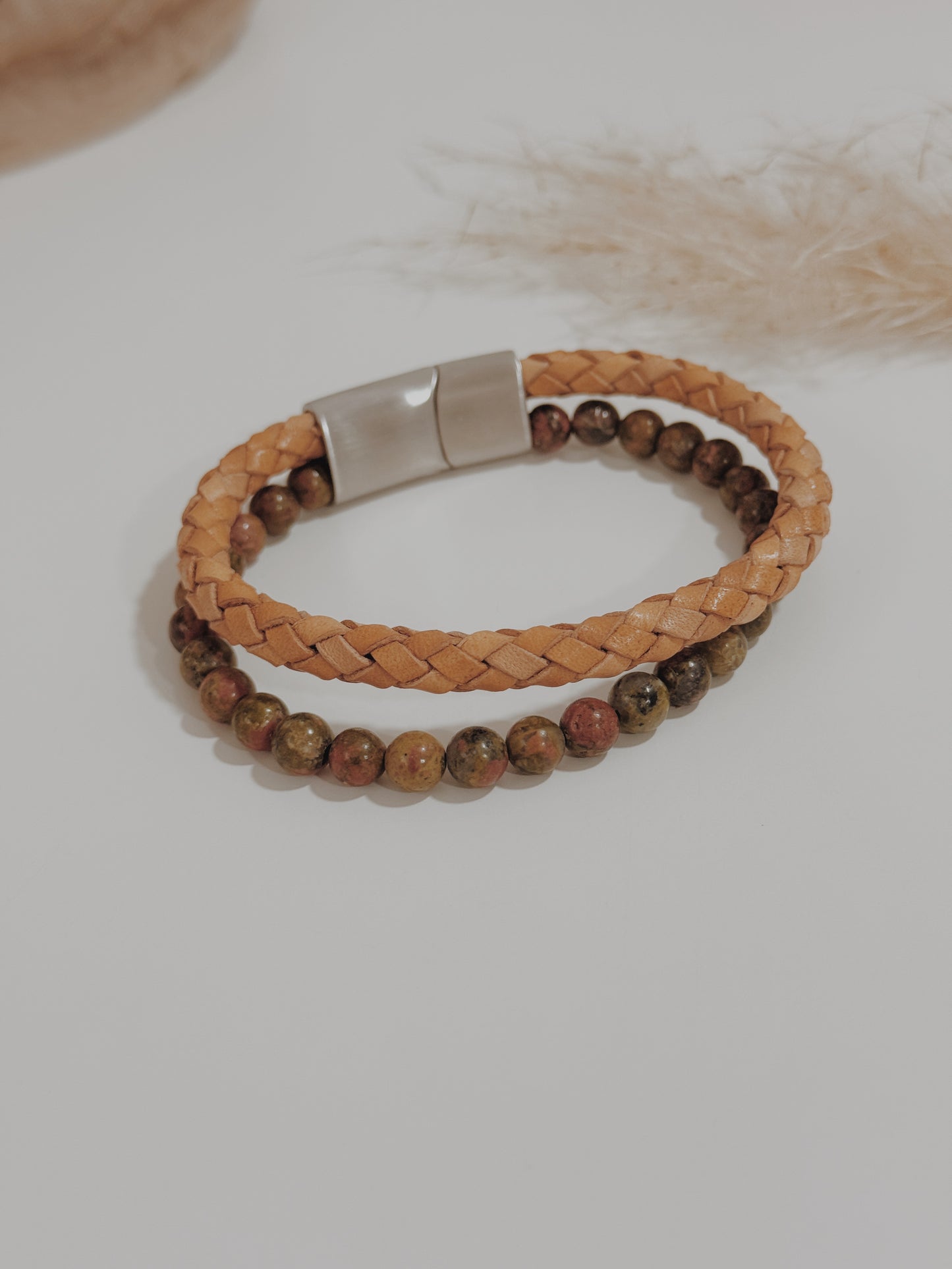 Pulseira Homem Unakite ( dupla )