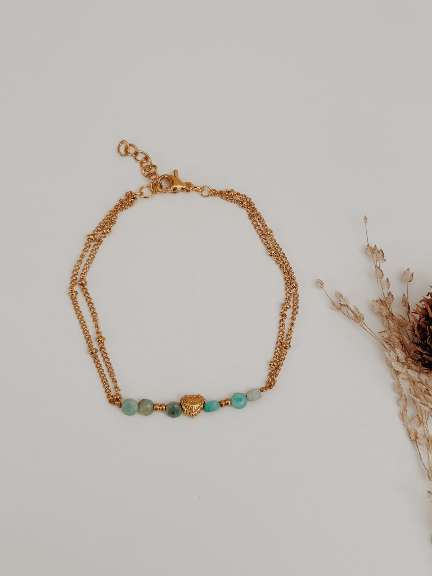Pulseira coração Amazonite
