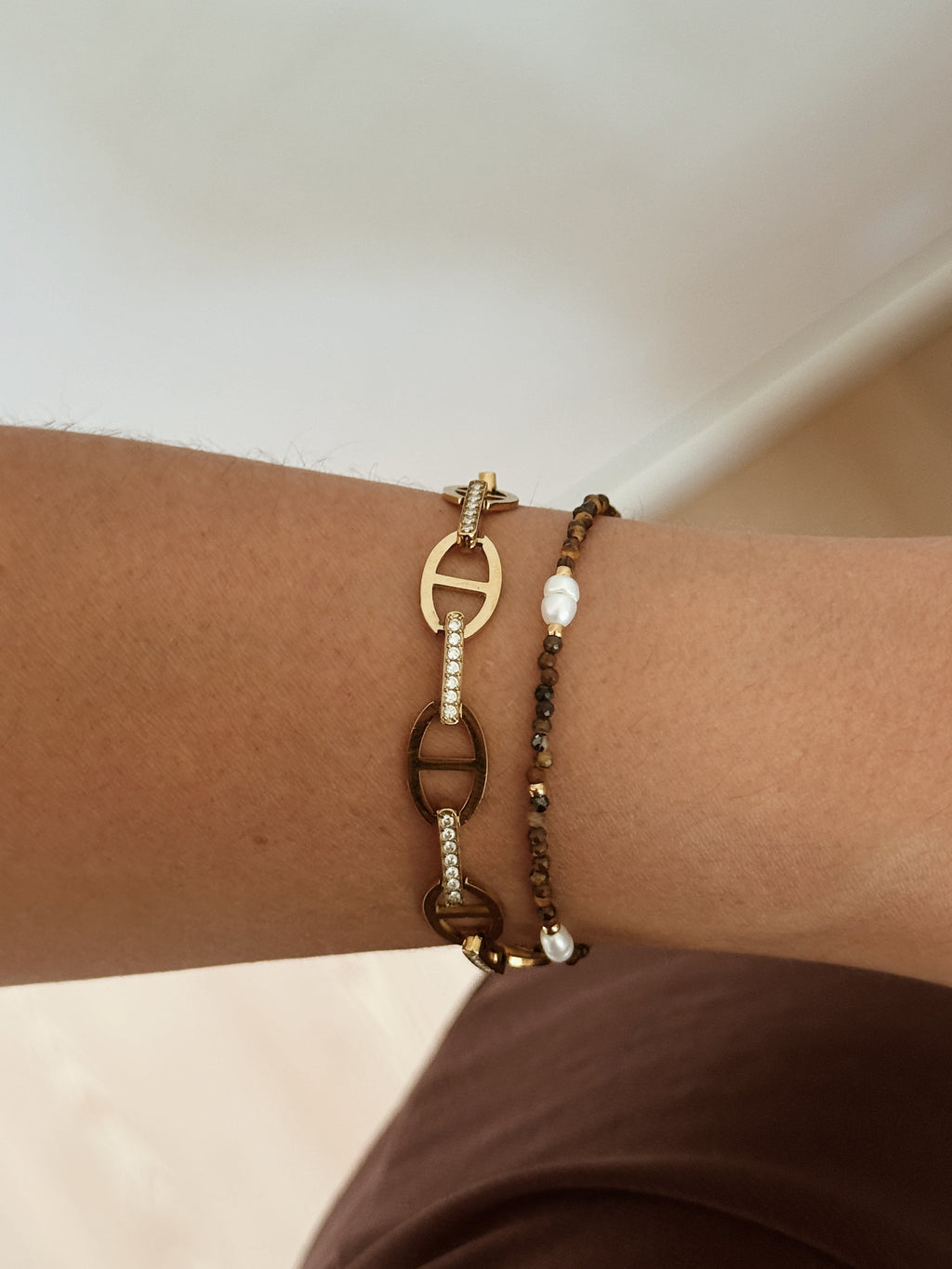 Pulseira Olho de Tigre | pérola  água doce