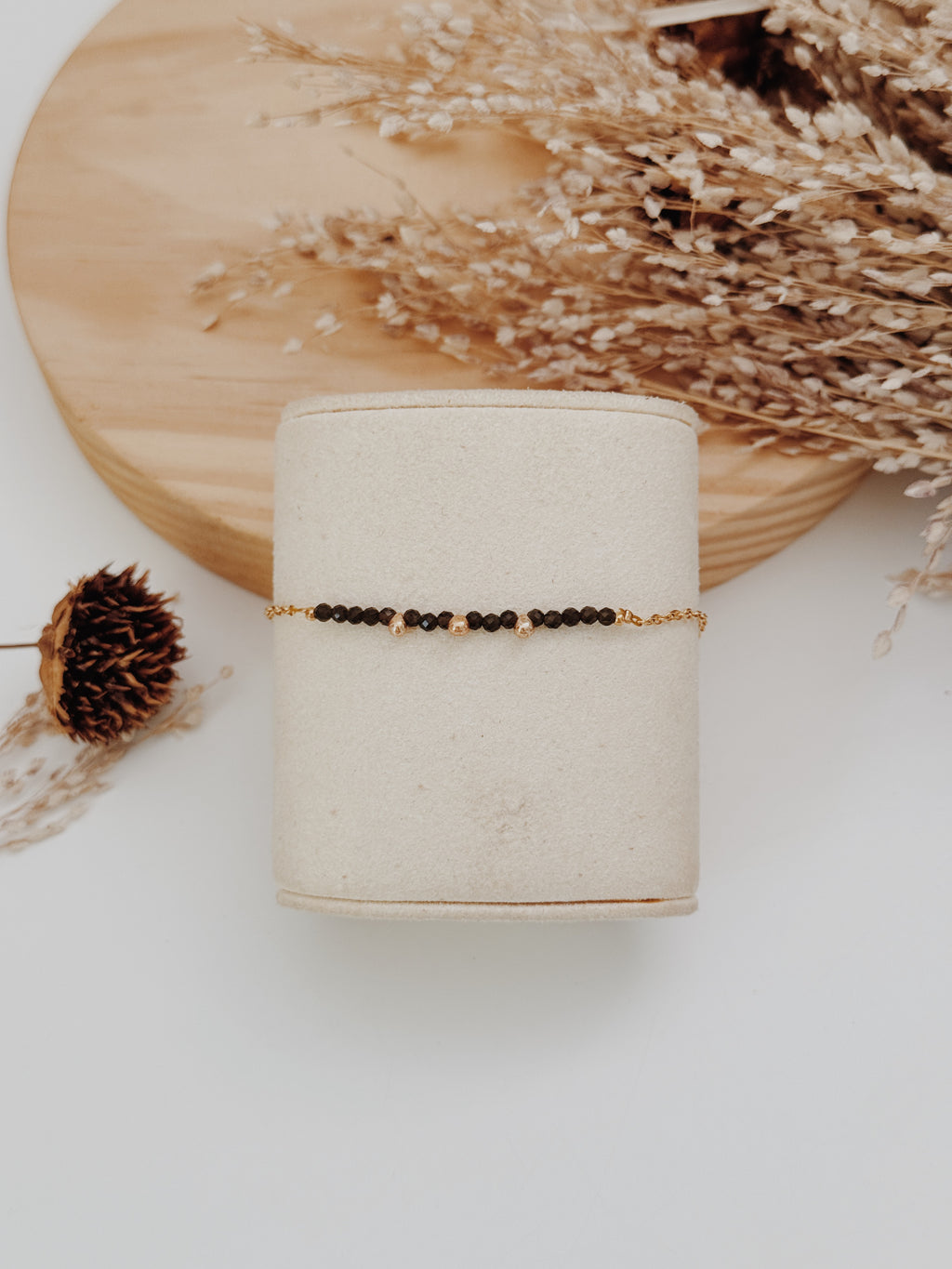 Pulseira gotas douradas - Obsidiana Negra