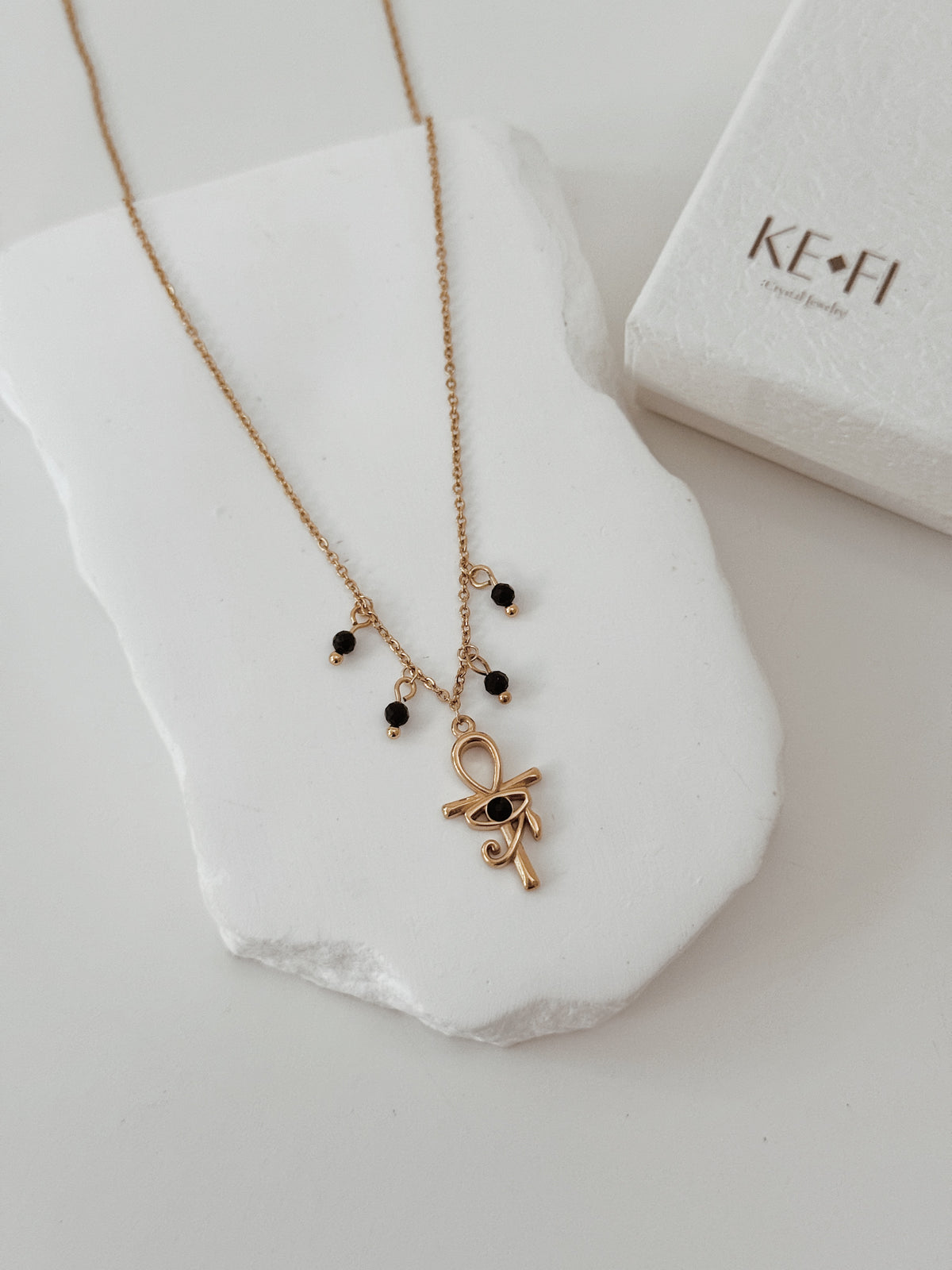 Colar Ankh | Turmalina Negra